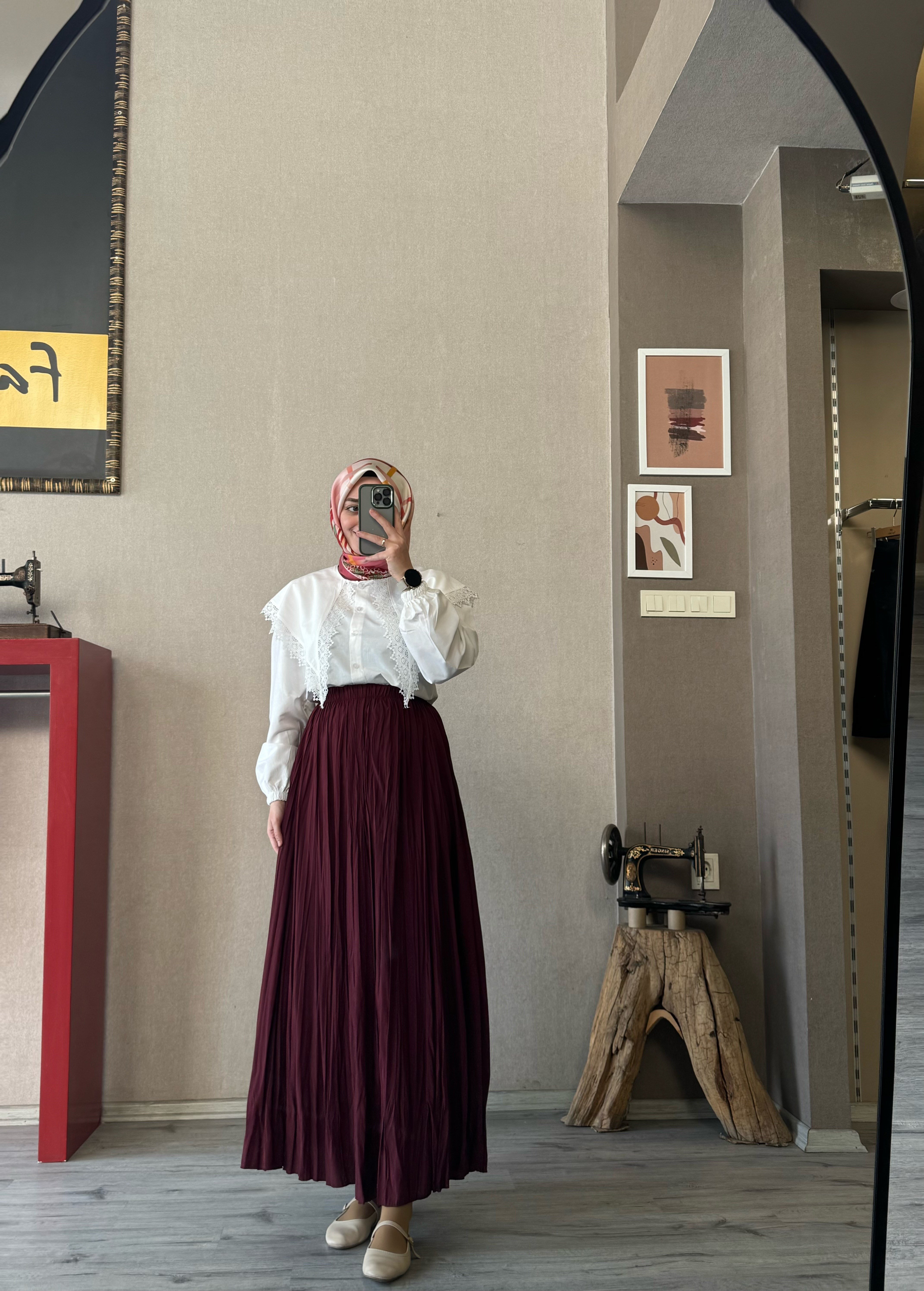 Beyaz Dantel detaylı gömlek - 1094