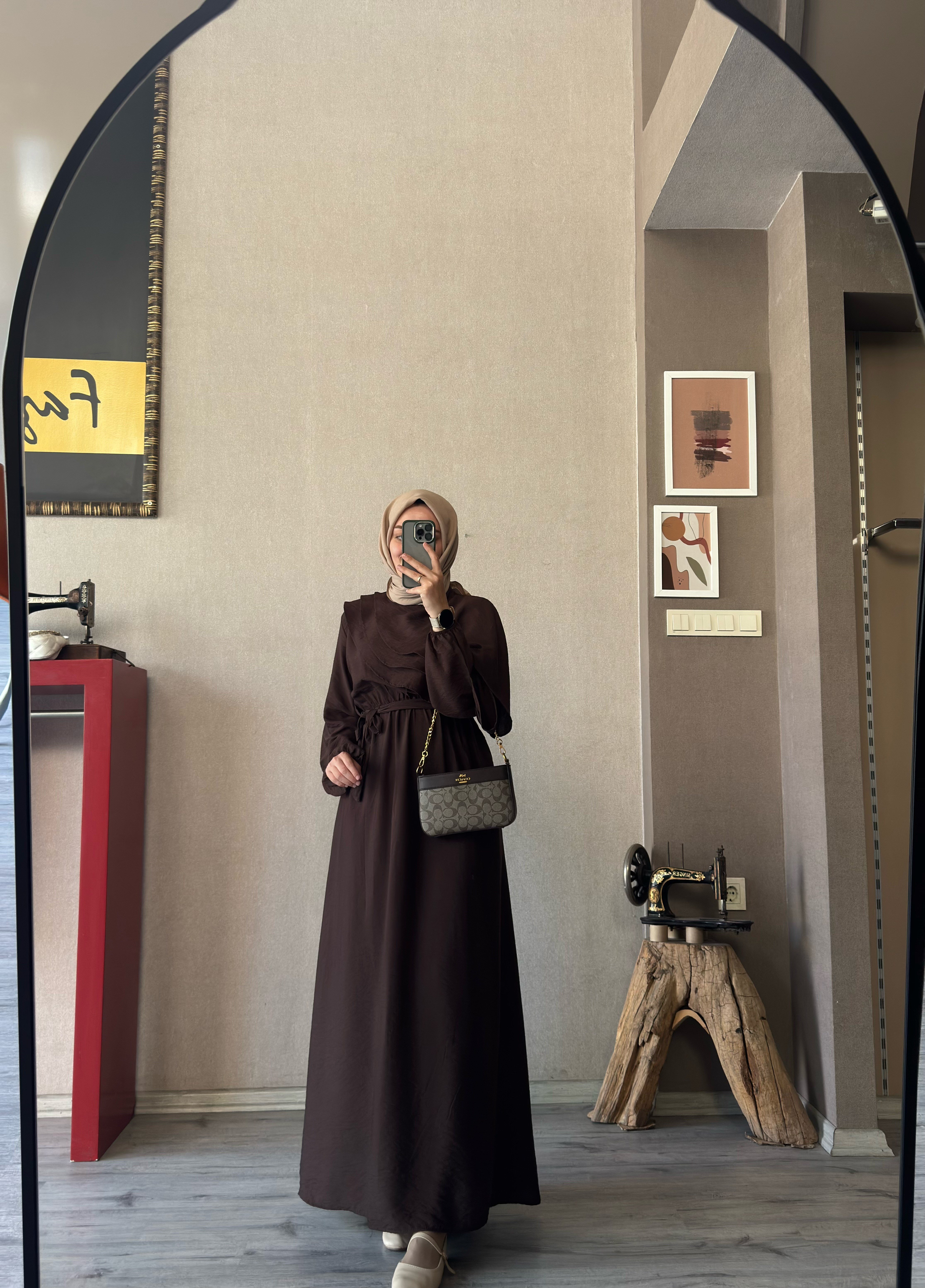 Clara acı kahve elbise - 1120