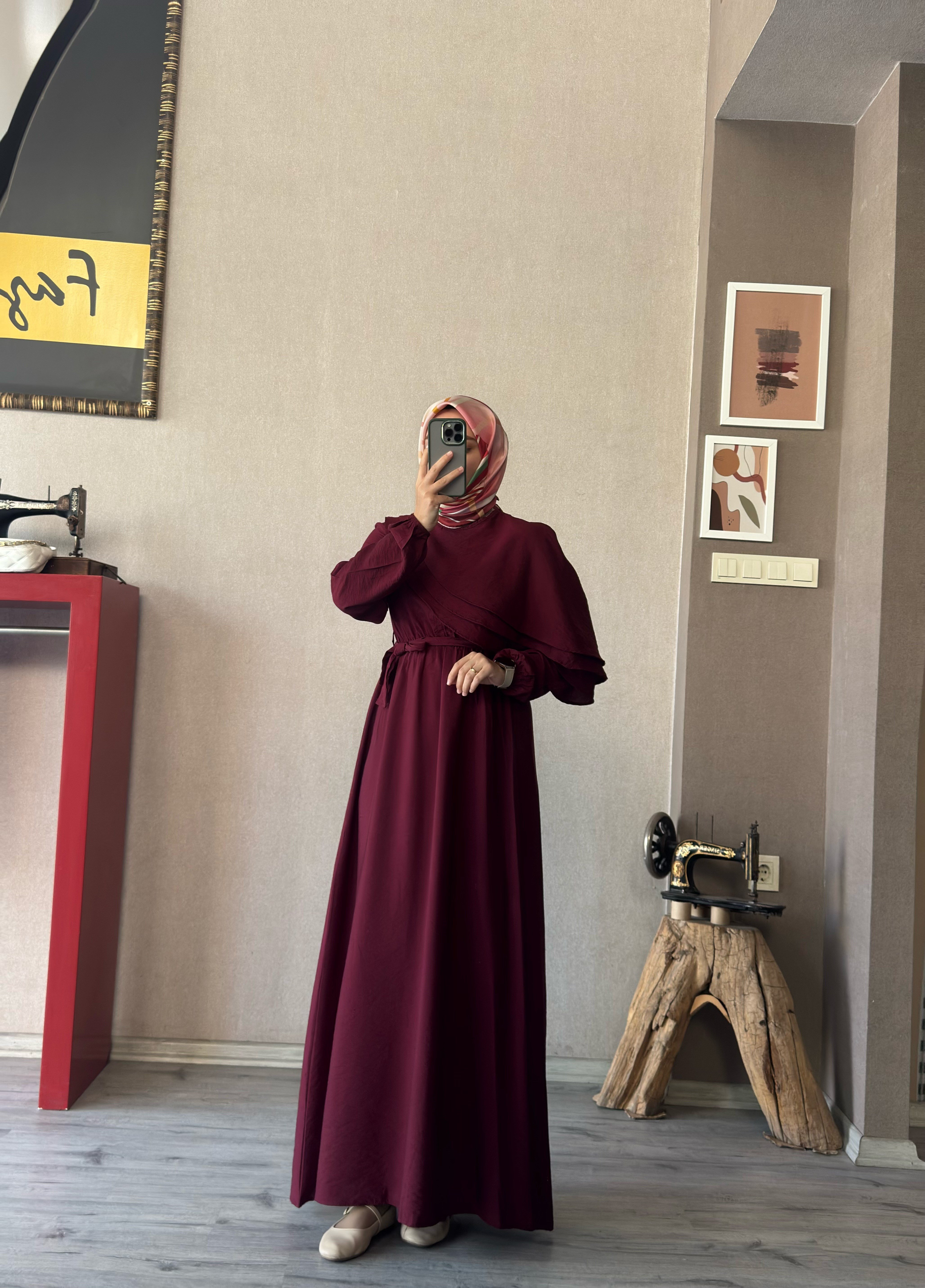 Clara bordo elbise - 1120