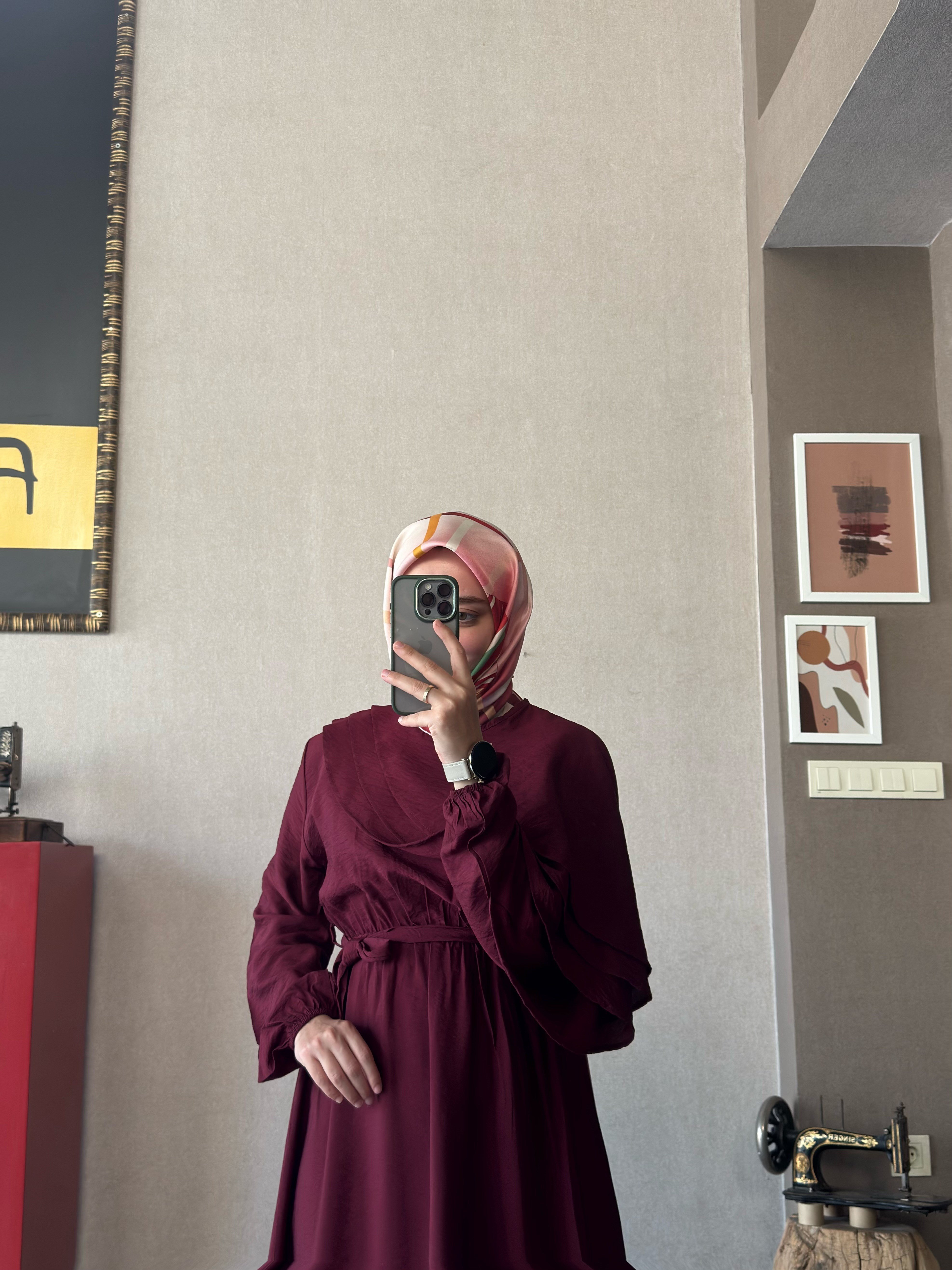 Clara bordo elbise - 1120