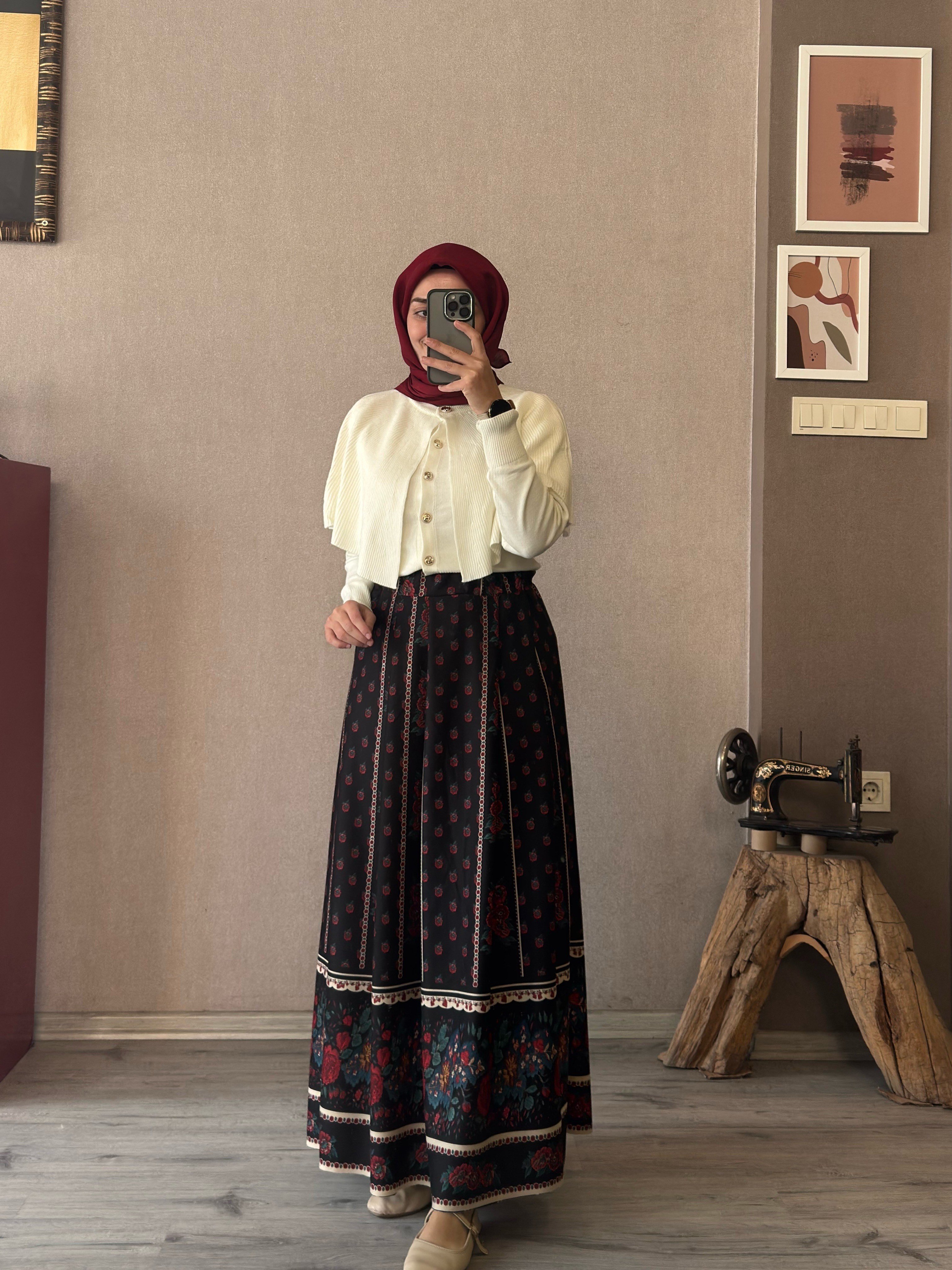 Etnik desen siyah etek - 1184