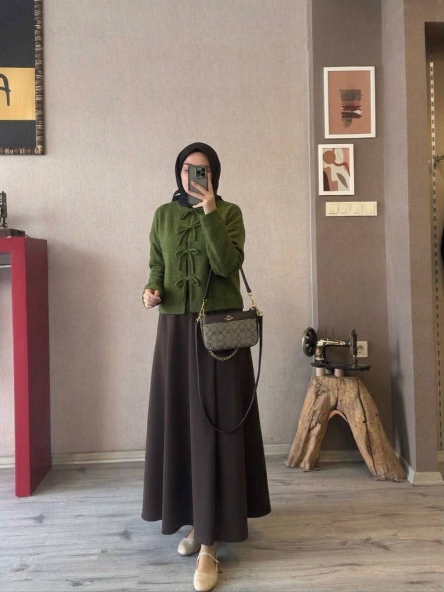 Fiyonklu yeşil hırka 1191
