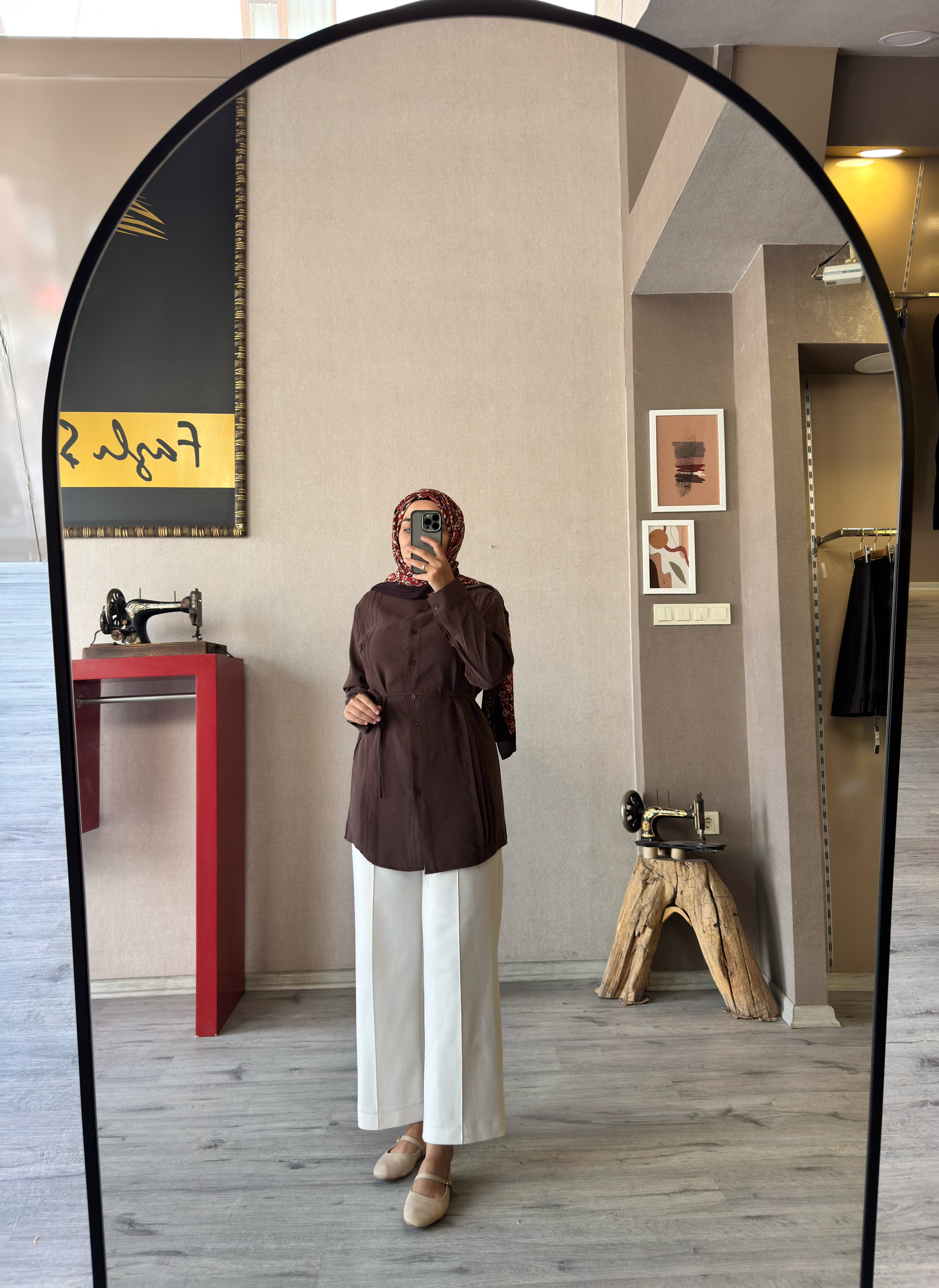 Kahve modal nervüllü tunik - 1147