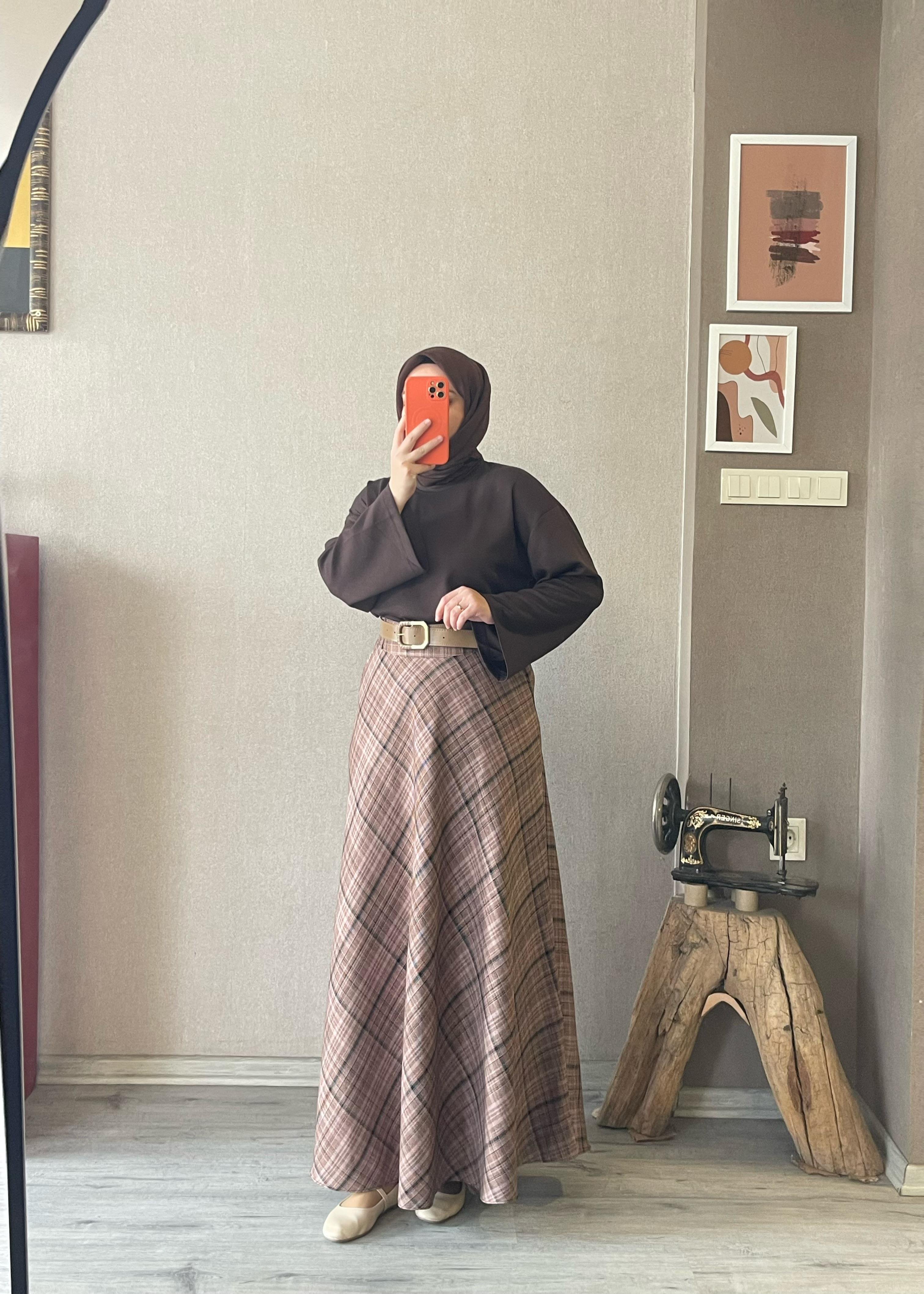 Karamel renk ekose etek. -1061