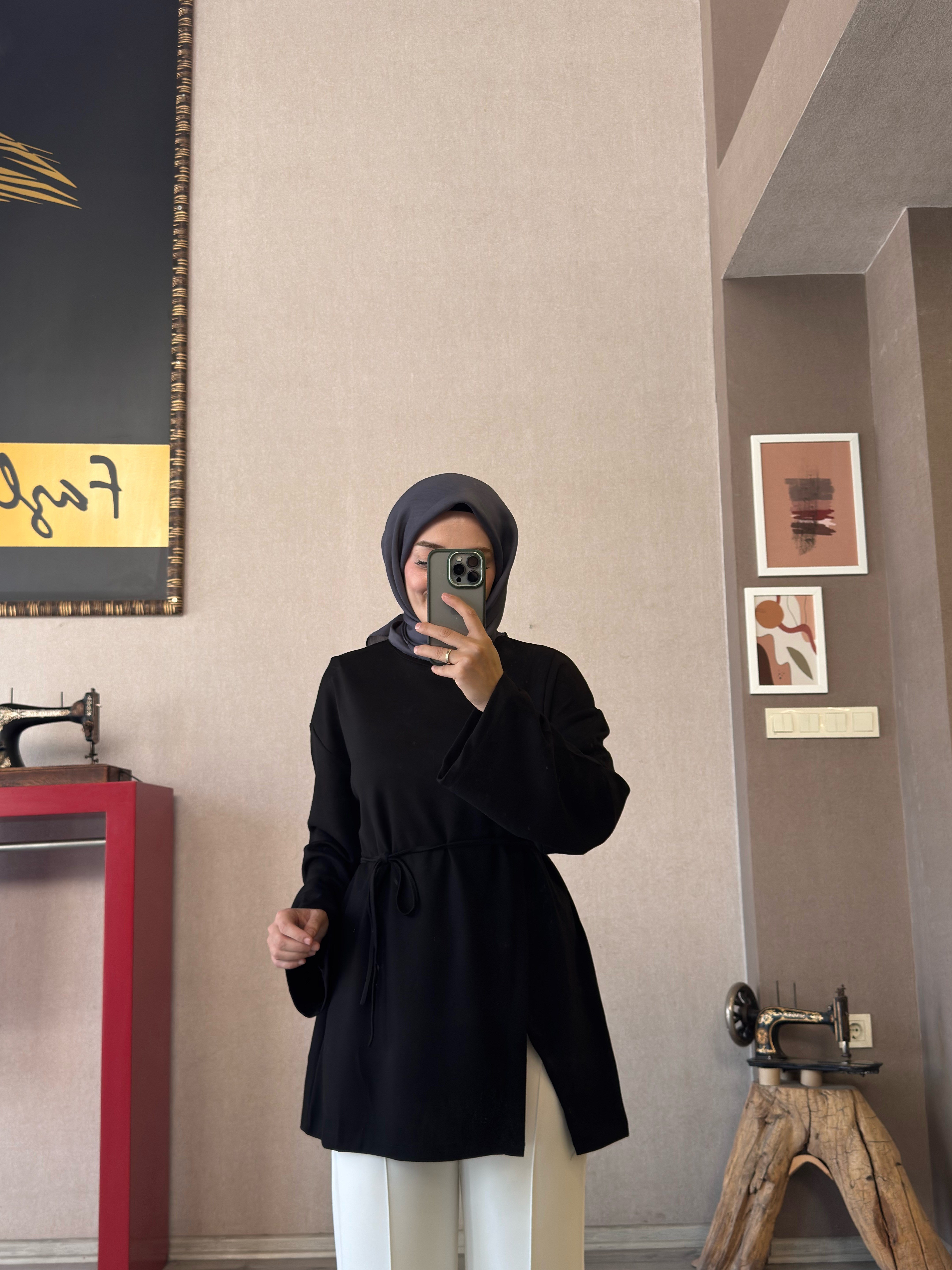 Oysho yandan yırtmaçlı siyah tunik - 1172