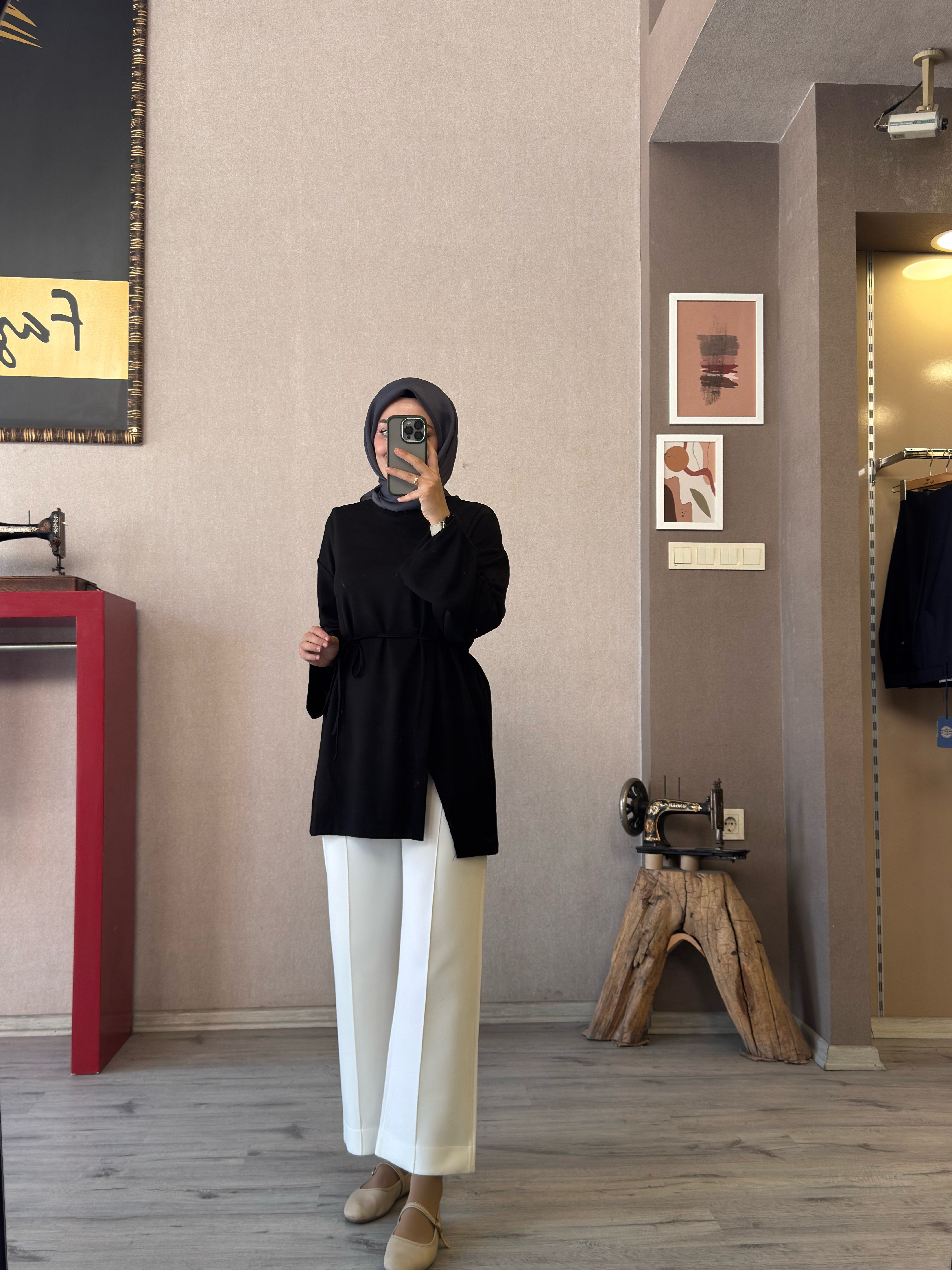 Oysho yandan yırtmaçlı siyah tunik - 1172