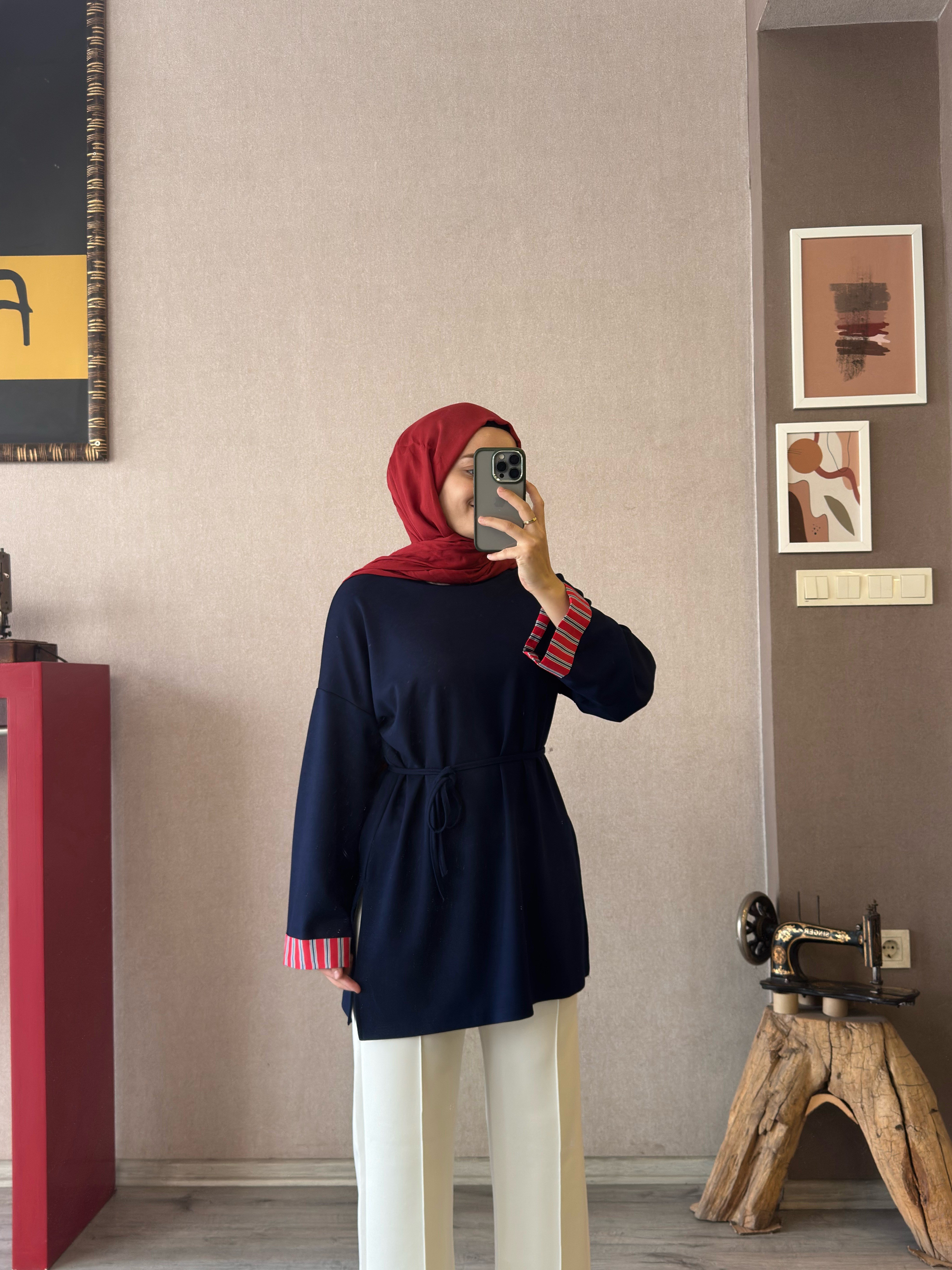 Parla lacivert tunik - 1180