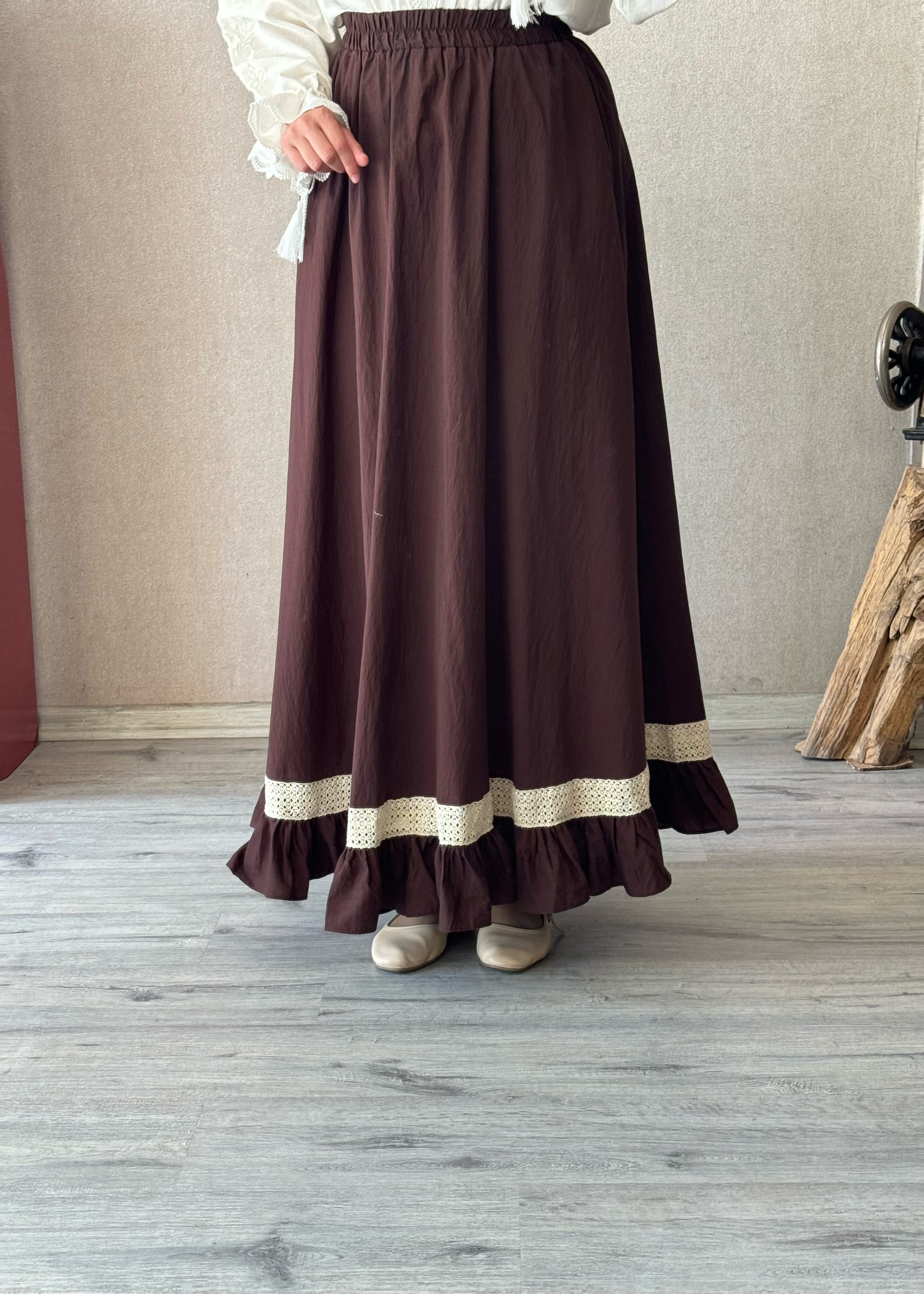 Pinterest kahve nakış işlemeli etek - 1124