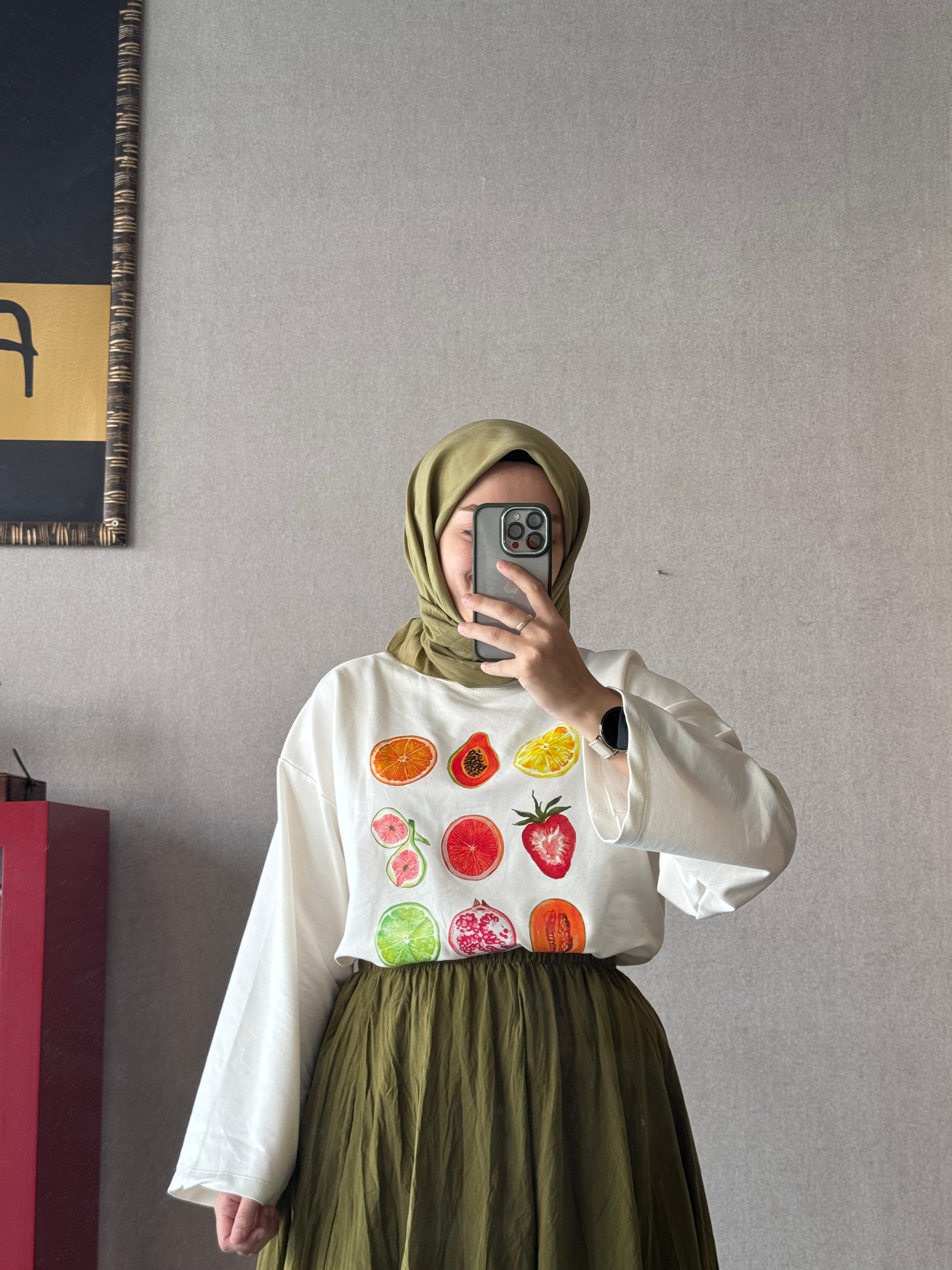 pinterest meyve baskılı bluz - 1154