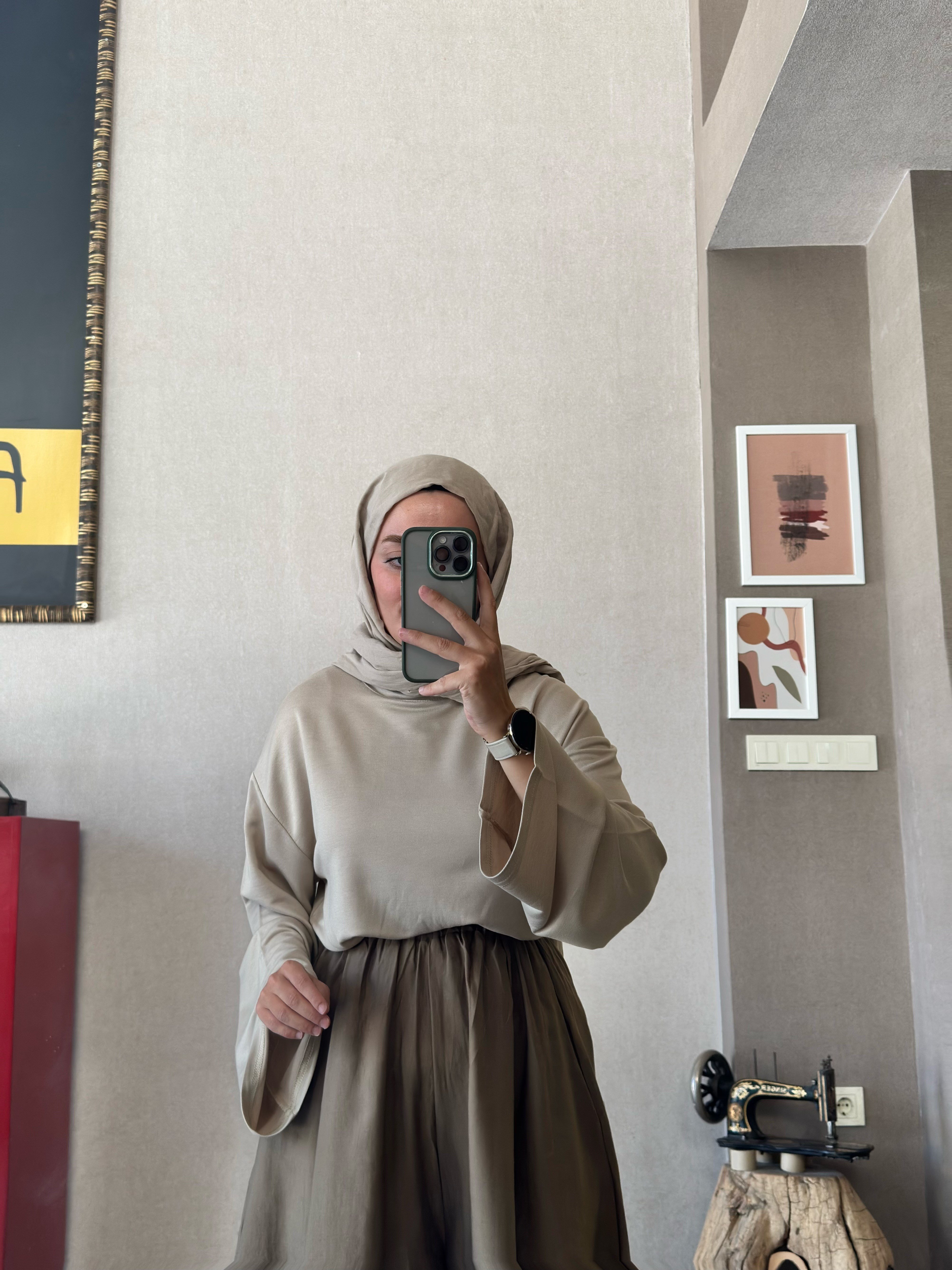 Pinterest taş tengi basic bluz - 1149