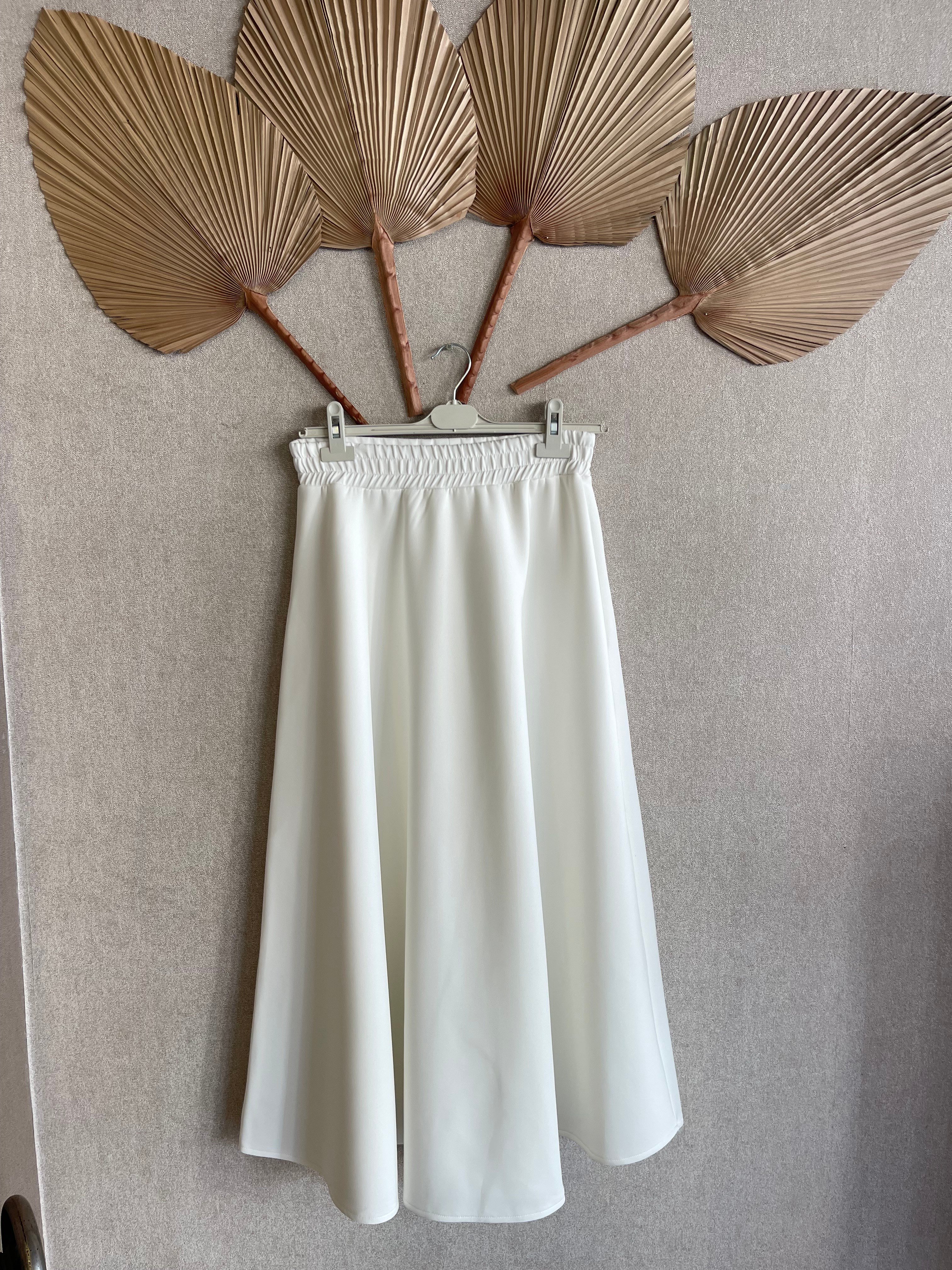 Premium kalite beyaz scuba etek - 1168