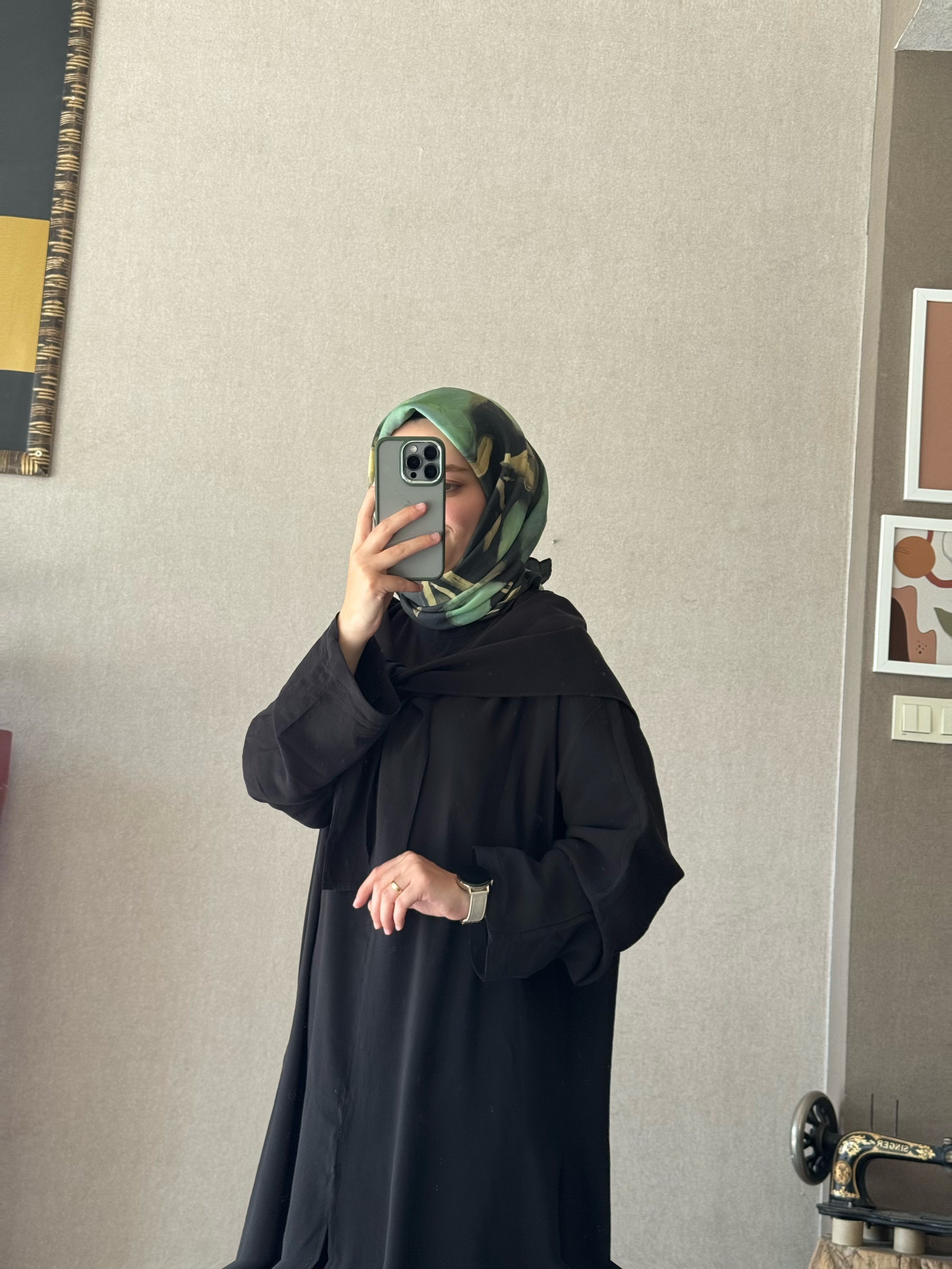 Siyah üçlü şal detaylı takım - 1136