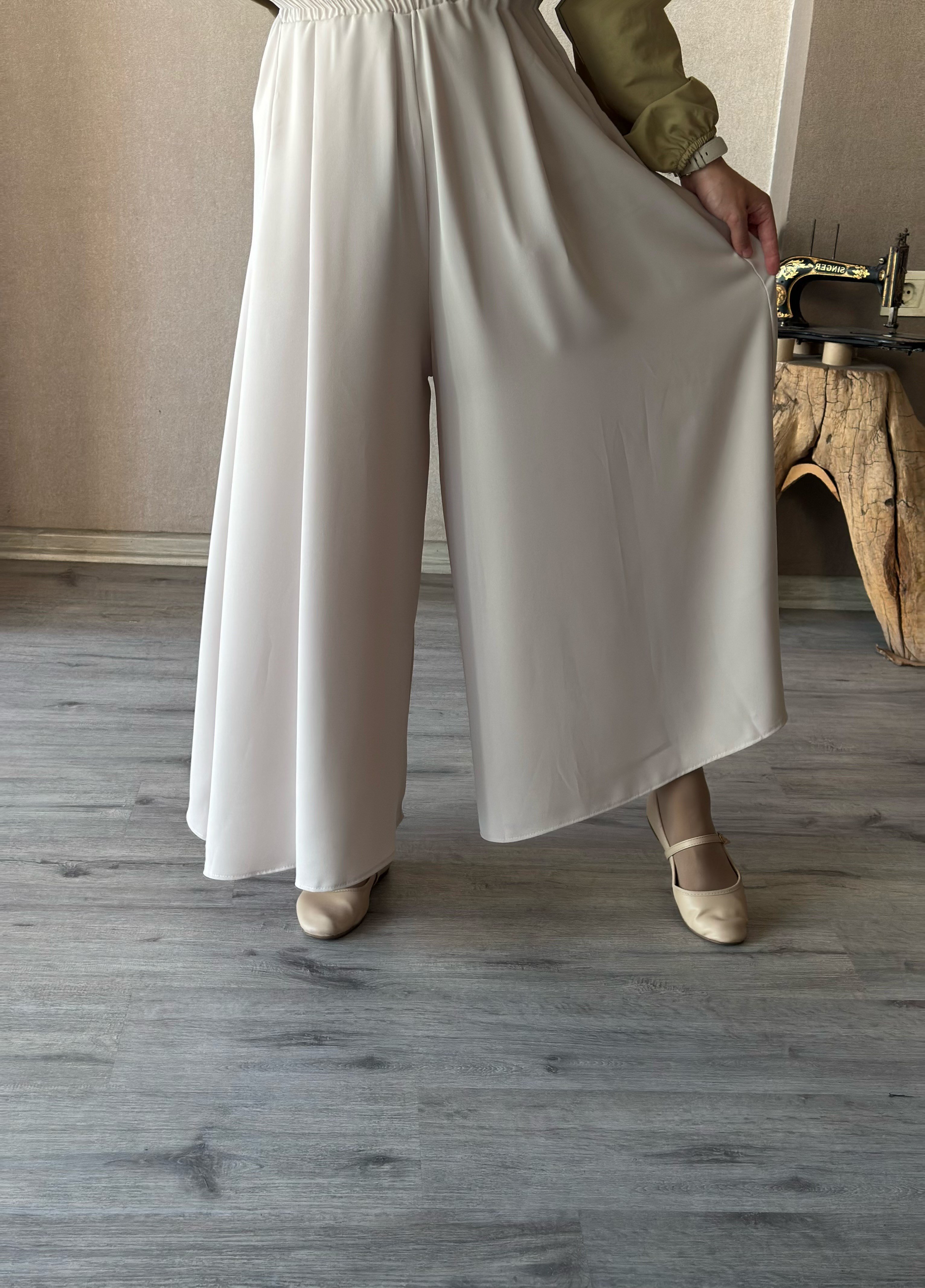 Taş rengi bol paça pantolon - 1123