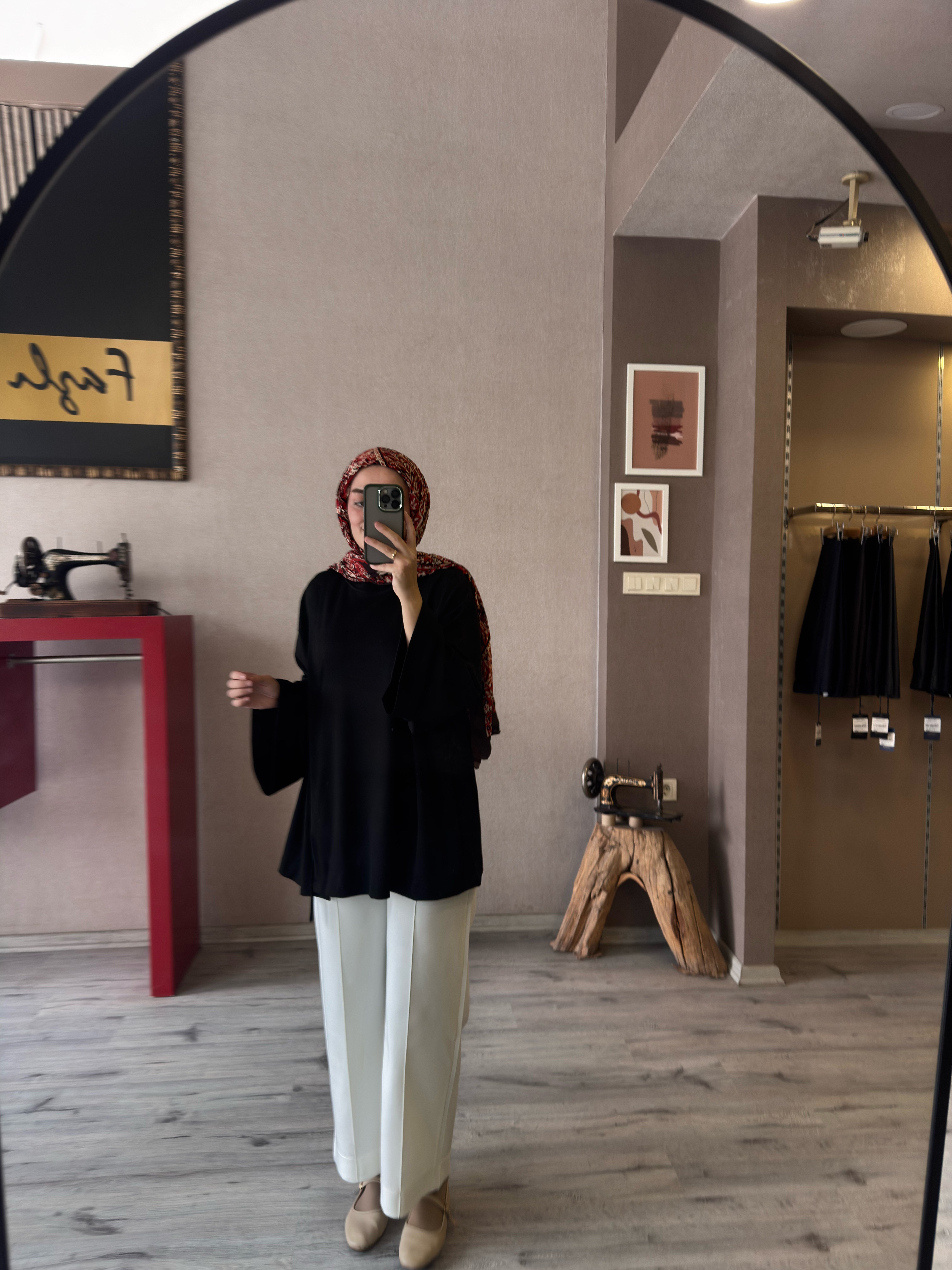 Yandan bağlamalı siyah tunik - 1192