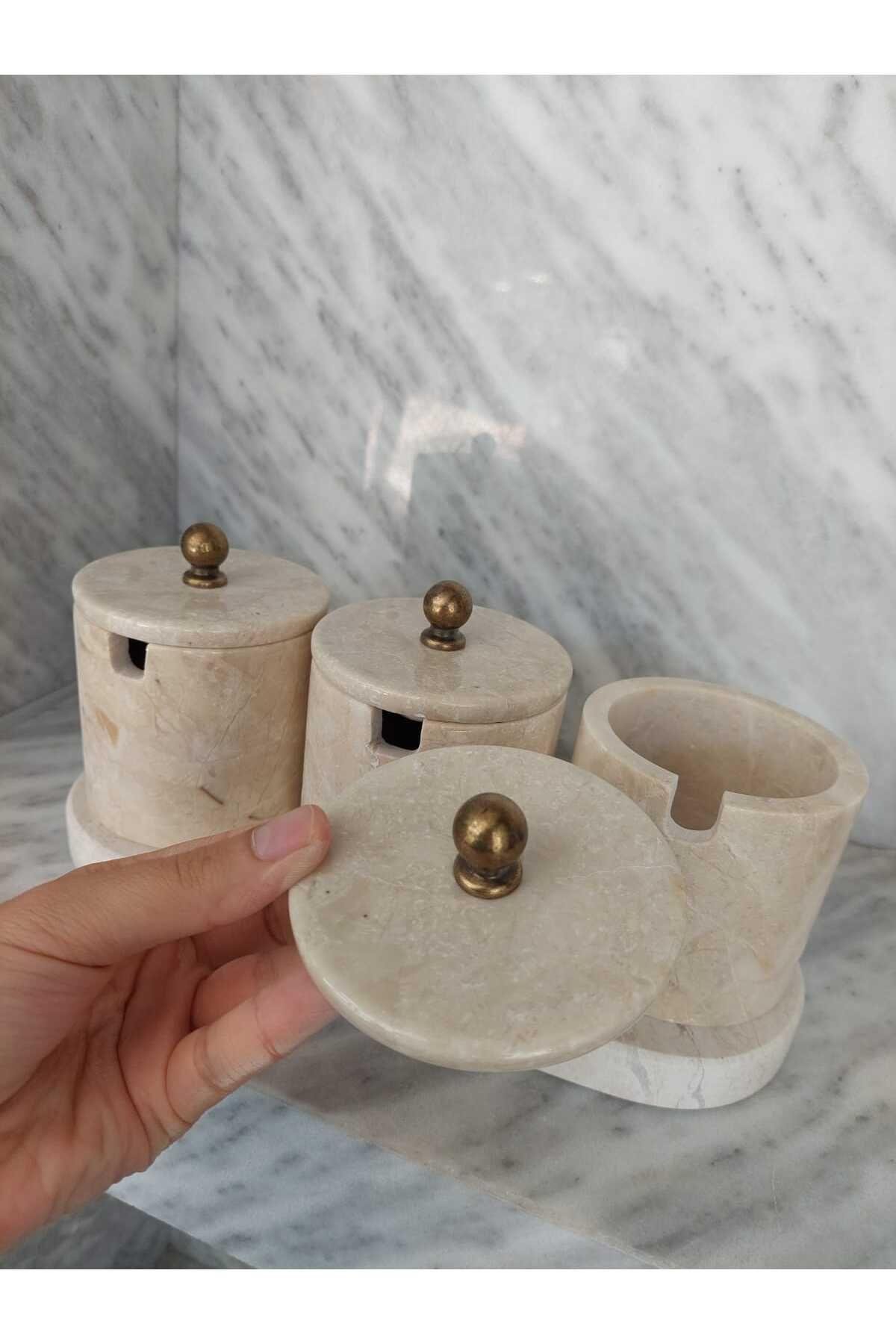 BEJ MERMER BAHARATLIK- ESKİTME GOLD AKSESUARLU-4 PARÇA