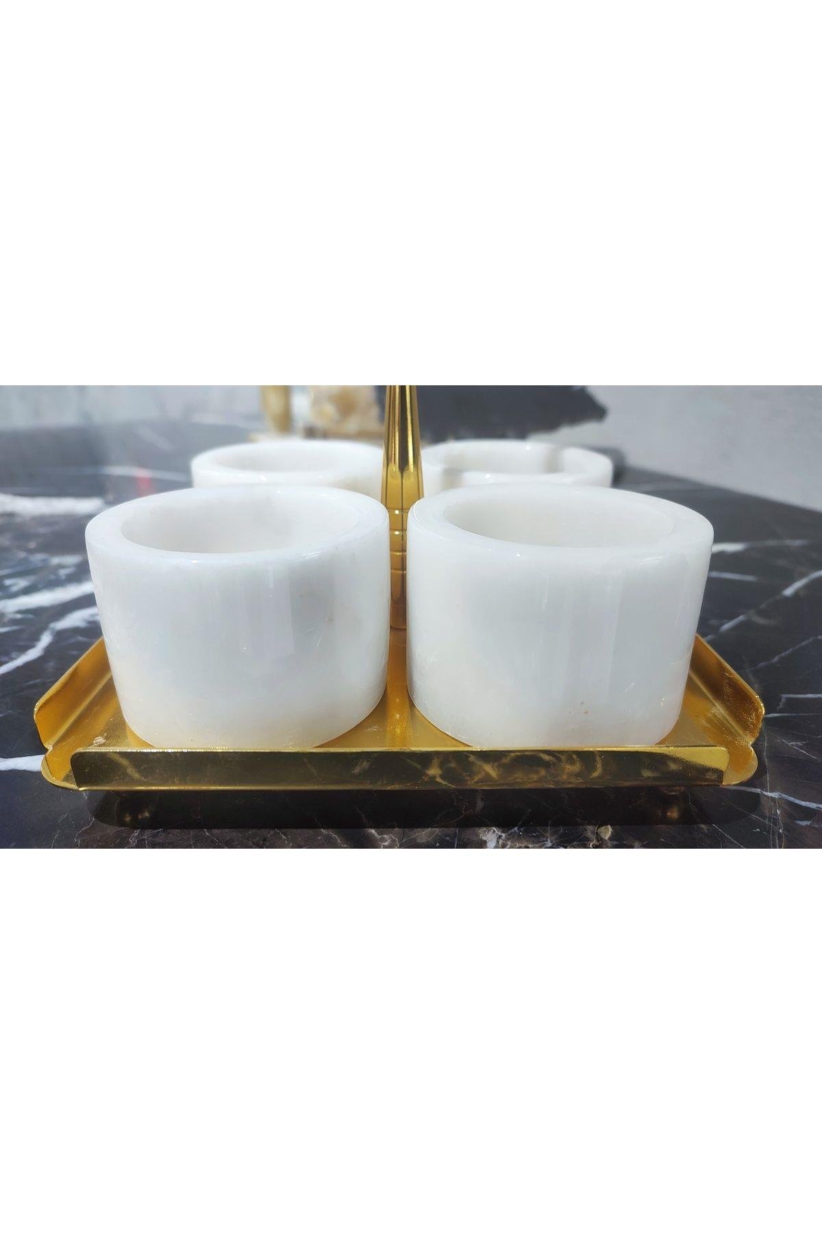 BEYAZ MERMER BAHARATLIK SETİ 5Lİ GOLD METAL STAND