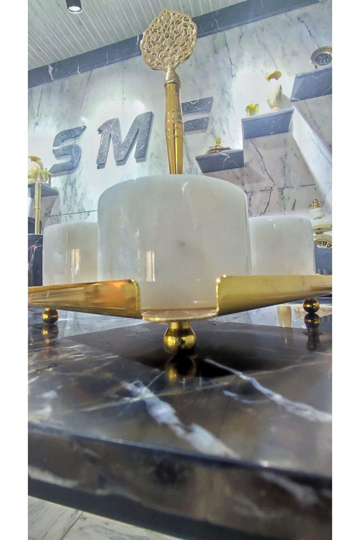 BEYAZ MERMER BAHARATLIK SETİ 5Lİ GOLD METAL STAND