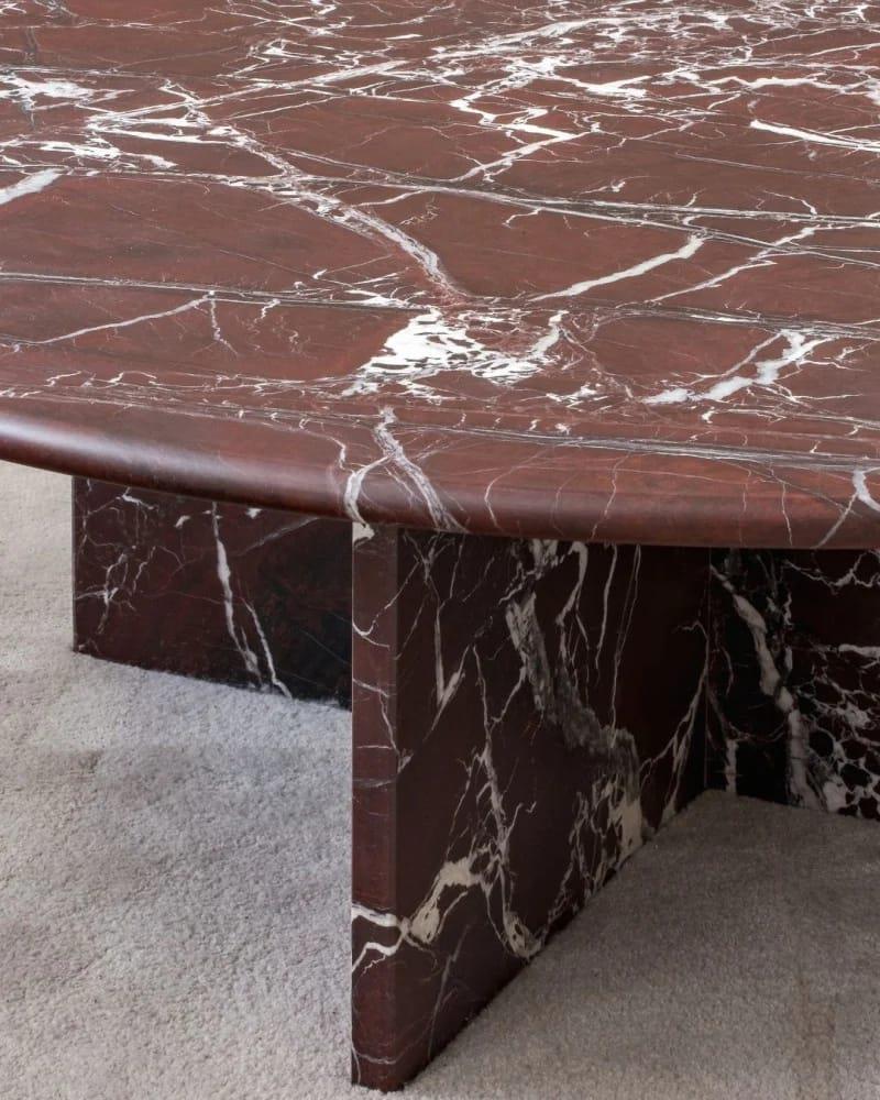 Rosso Levanto Marble Coffee Table - Elazığ Vişne Mermer Orta Sehpa 2'li