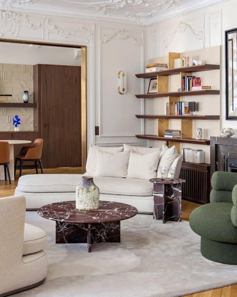 Rosso Levanto Marble Coffee Table - Elazığ Vişne Mermer Orta Sehpa 2'li