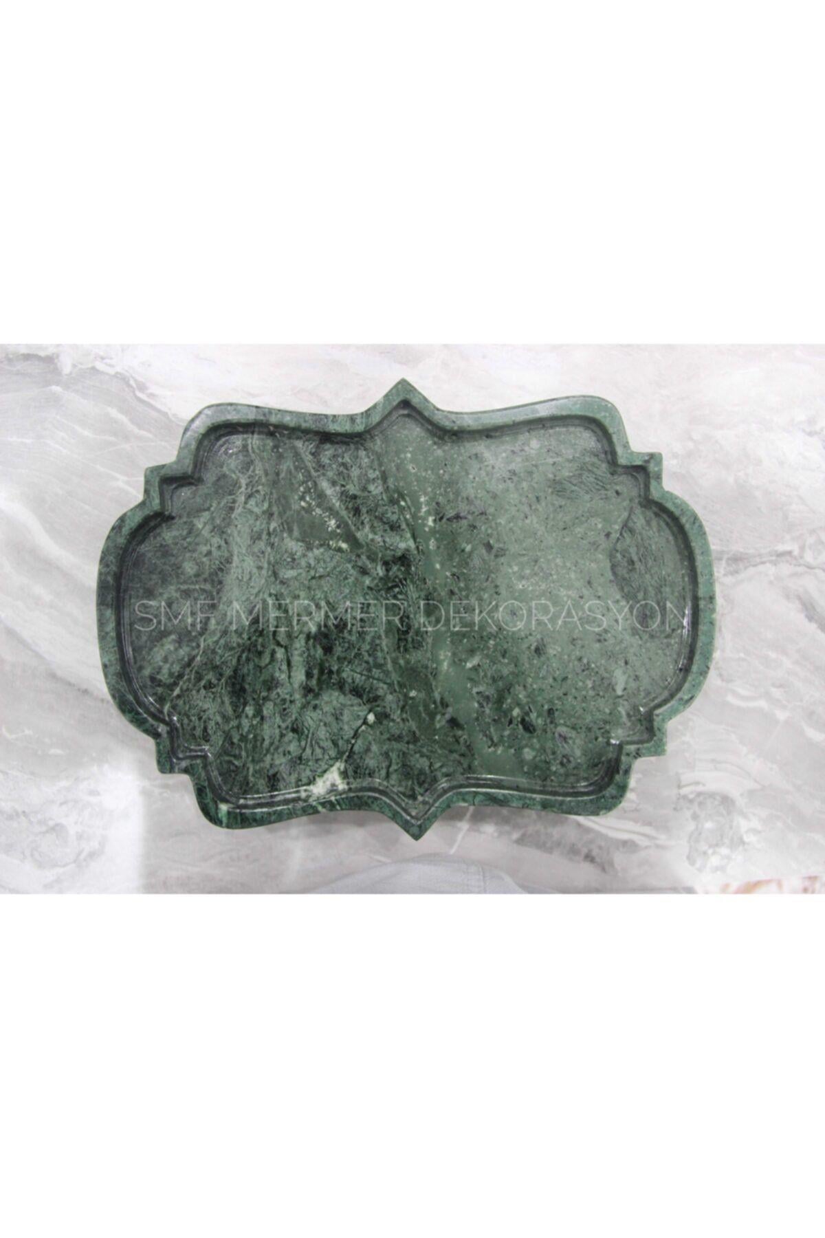 Verde Guatemala - Yeşil Mermer Sunum Tepsisi | Varank Ayaklı Sunum | 25*35cm | Tek Parçadan Üretim |