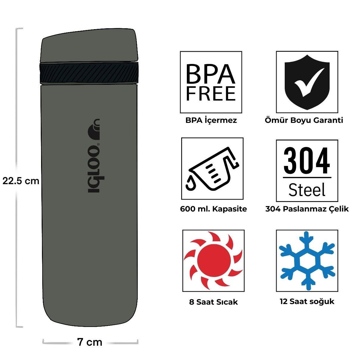 Igloo Squid Termos 600ml-HAKİ