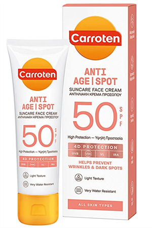 Carroten Anti-Age & Spot SPF 50 Yüz Güneş Kremi – Leke ve Yaşlanma Karşıtı Yüksek Koruma, 50 ml