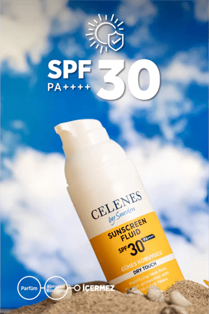 Celenes by Sweden Herbal SPF30 Fluid Dry Touch Güneş Kremi – Mat Bitişli, Bitkisel Formül, Yüz ve Dekolte Bölgesi İçin, 50 ml