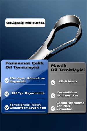 Dil Temizleyici Paslanmaz Çelik Ağız Bakım Fırçası Dil Plak Temizleme Dil Sıyırıcı Aparat