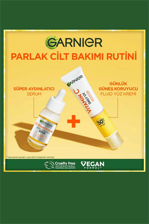 Garnier C Vitamini Parlak Güneş Koruyucu Yüz Kremi SPF50+ – Işıltılı Günlük Fluid Doku, 40 ml