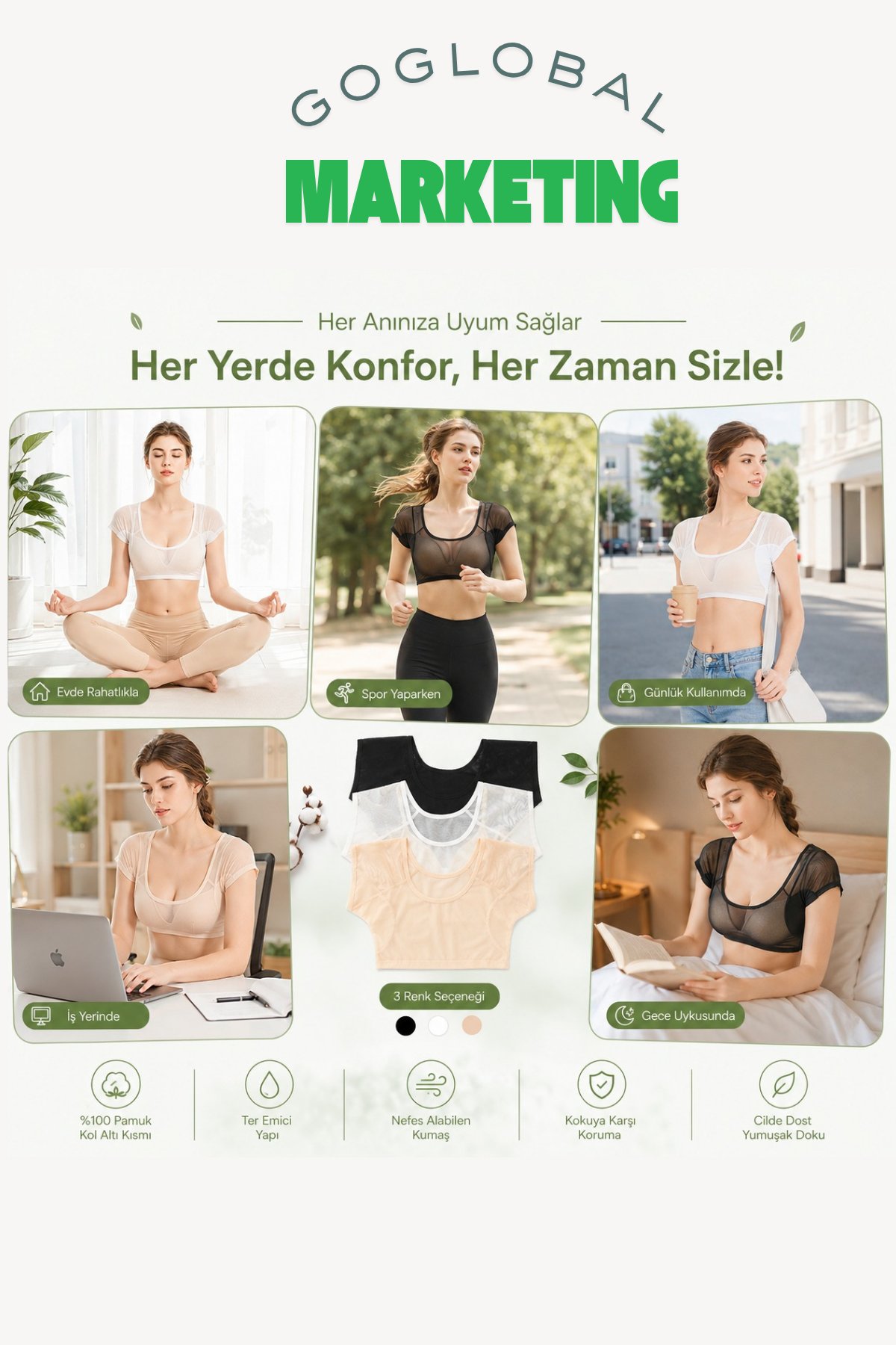 Kadınlar için [Terlemeye Karşı Koruyucu] Ultra-İnce File Yelek, Şeffaf Koltuk Altı Ter Pedleri ile - Nefes Alabilen, Yıkanabilir ve Koku Emici, Siyah, Beyaz ve Bej Renklerde Mevcut, Koku Kontrolü Üst | Günlük Katman Parçası | Emici Malzeme