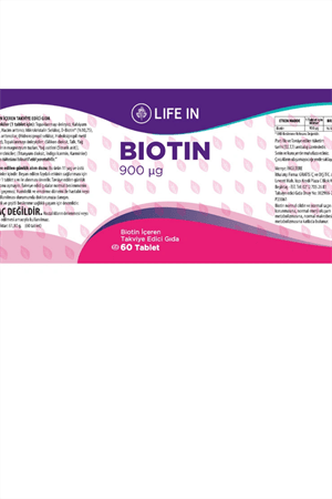 Life In Biotin Tablet – Saç, Cilt ve Tırnak Sağlığına Destek, 5000 mcg Biotin, 30 Tablet