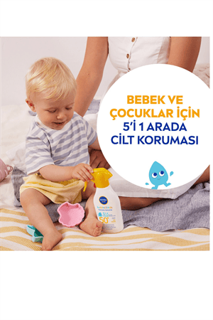 Nivea Sun Bebek & Çocuk Güneş Spreyi SPF 50 – 270 ml | Hassas Ciltler İçin Yüksek Koruma | Suya Dayanıklı Güneş Koruyucu
