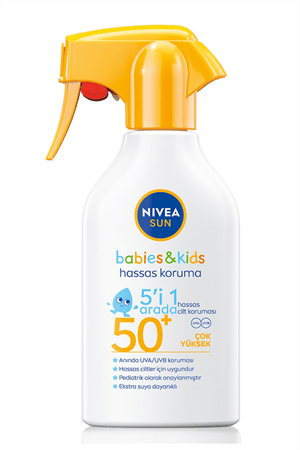 Nivea Sun Bebek & Çocuk Güneş Spreyi SPF 50 – 270 ml | Hassas Ciltler İçin Yüksek Koruma | Suya Dayanıklı Güneş Koruyucu
