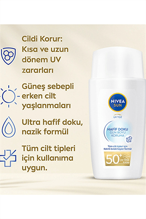 Nivea Sun Hafif Dokulu Güneş Koruyucu Yüz Kremi 50SPF 40 ml