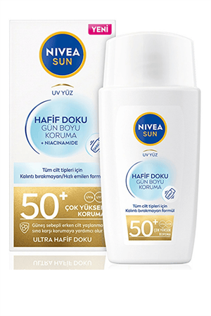 Nivea Sun Hafif Dokulu Yüz Güneş Koruyucu Krem SPF 50 – Yağsız, Mat Görünüm, 40 ml