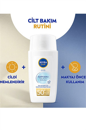 Nivea Sun Hafif Dokulu Yüz Güneş Koruyucu Krem SPF 50 – Yağsız, Mat Görünüm, 40 ml