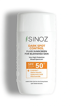 Sinoz SPF 50+ Lekeli Ciltlere Özel Sıvı Güneş Kremi – Leke Karşıtı, Hafif Yapı, Yüksek Koruma, 50 ml