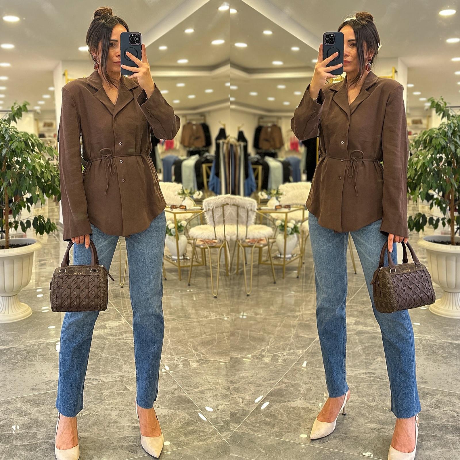 CEKETModa MTGMLKCKT400Bağcıklı Gömlek Ceket