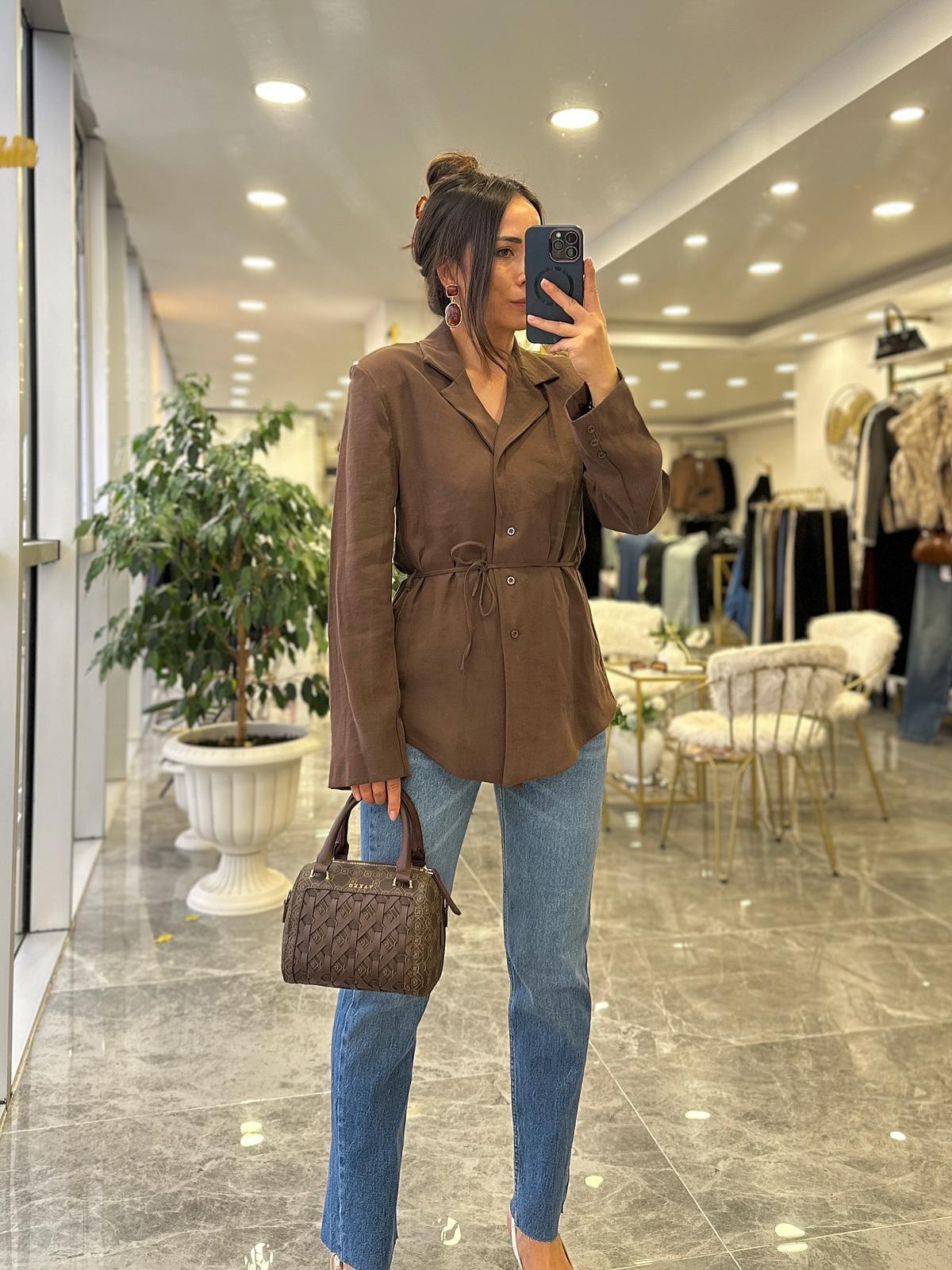 CEKETModa MTGMLKCKT400Bağcıklı Gömlek Ceket