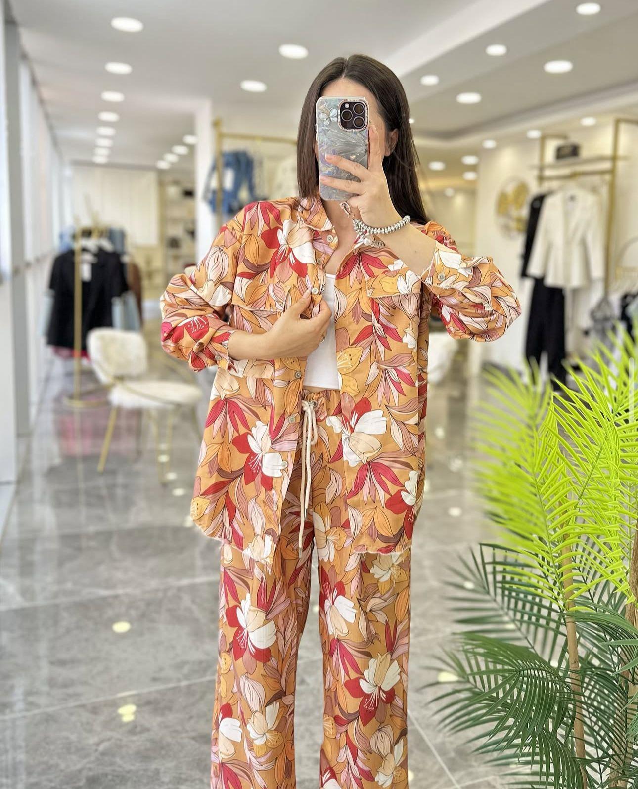 TAKIMModa MTDSNLTKM90Desenli Yazlık Takım