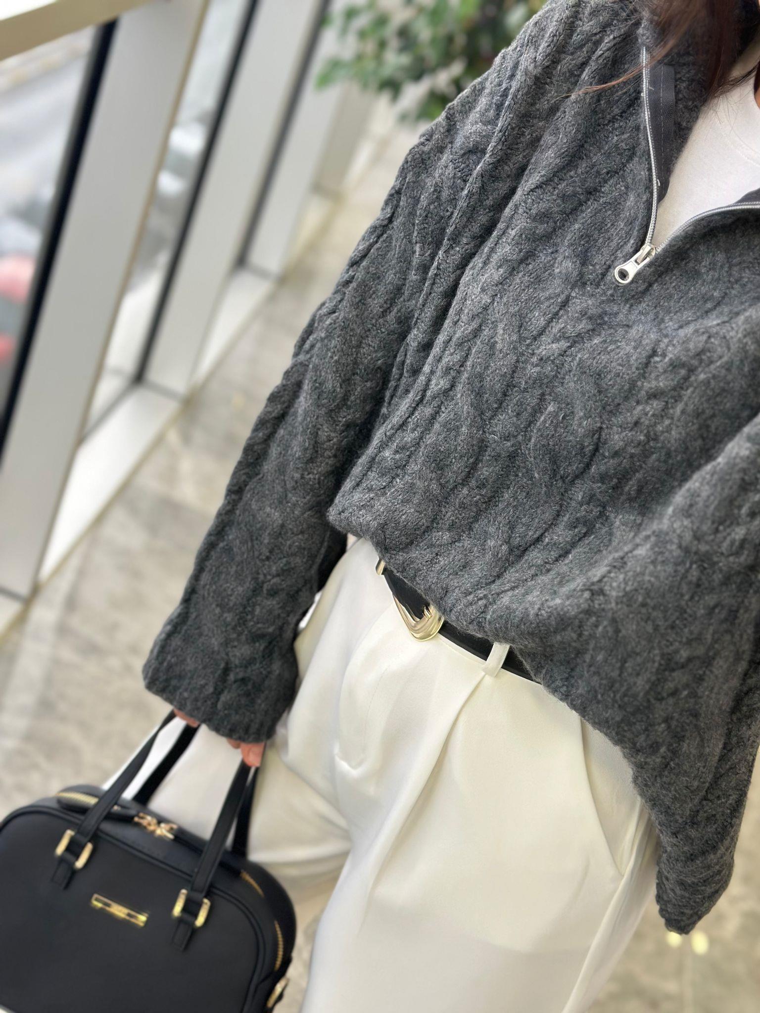KAZAKModa MTGRİFRMRLKZK100Gri Fermuarlı Premium Kazak