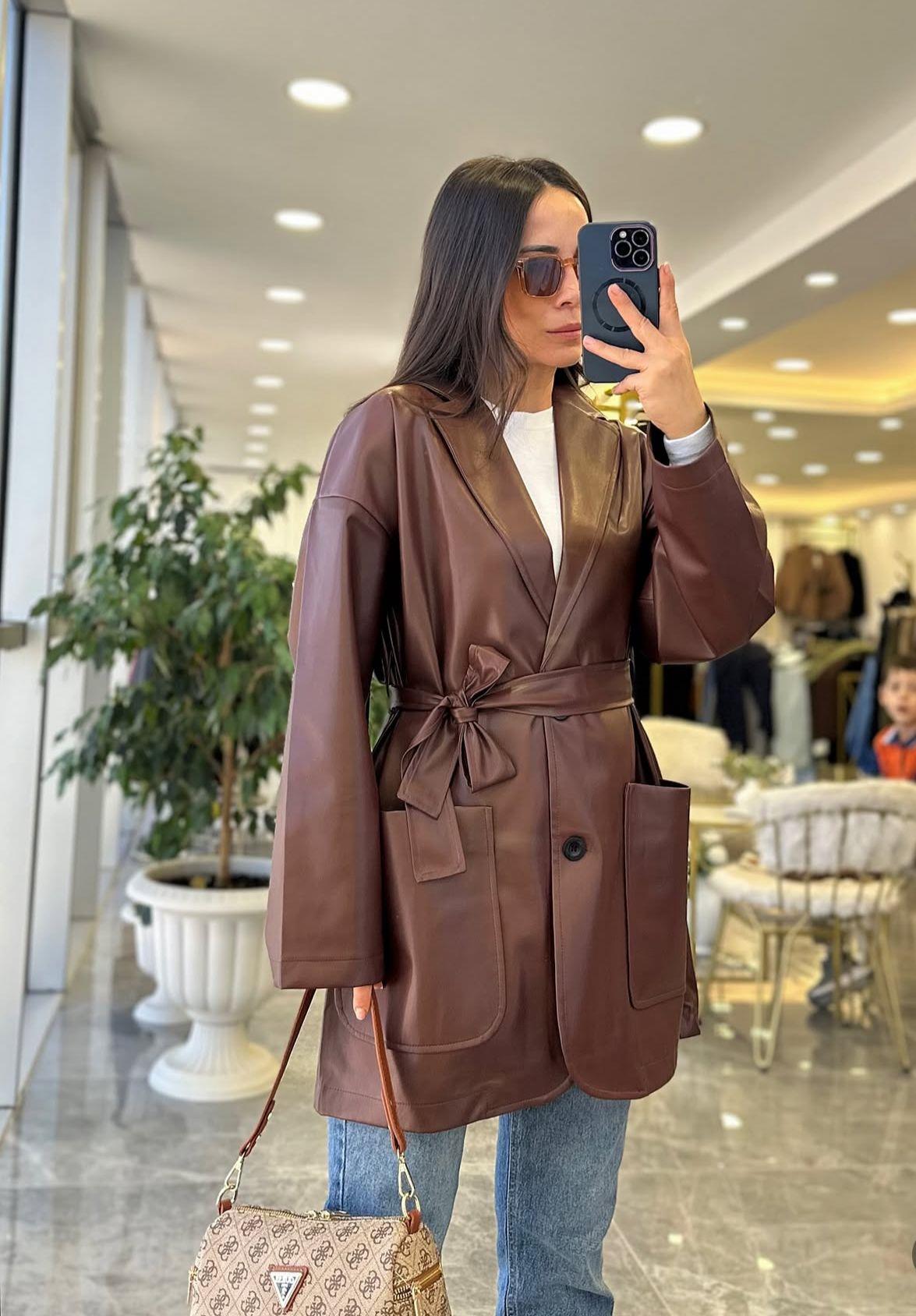 CEKETModa MTKHVDRCKT100Kahve Deri Ceket