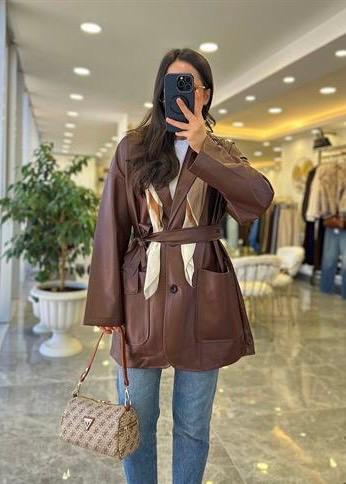 CEKETModa MTKHVDRCKT100Kahve Deri Ceket