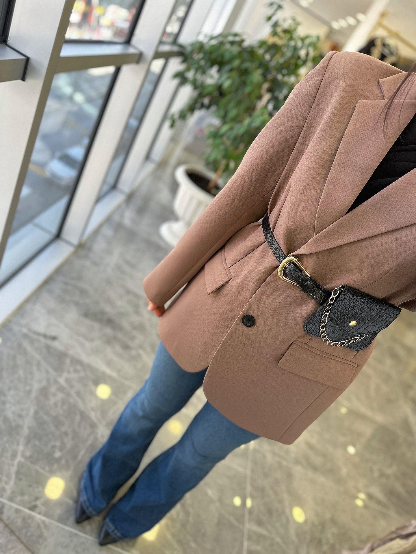 CEKETModa MTKMRCKT700Kemer Detaylı Ceket