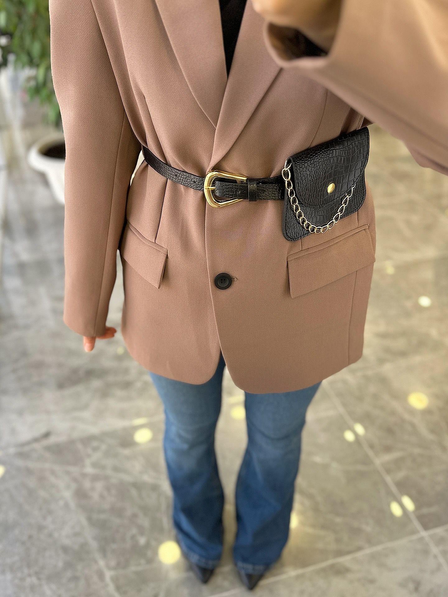 CEKETModa MTKMRCKT700Kemer Detaylı Ceket