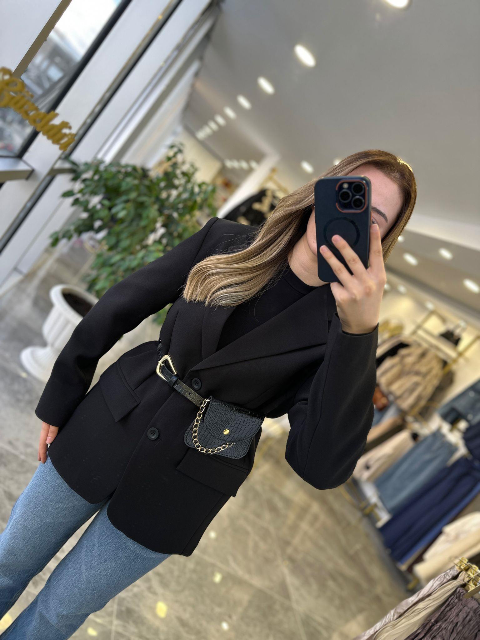 CEKETModa MTKMRCKT700Kemer Detaylı Ceket