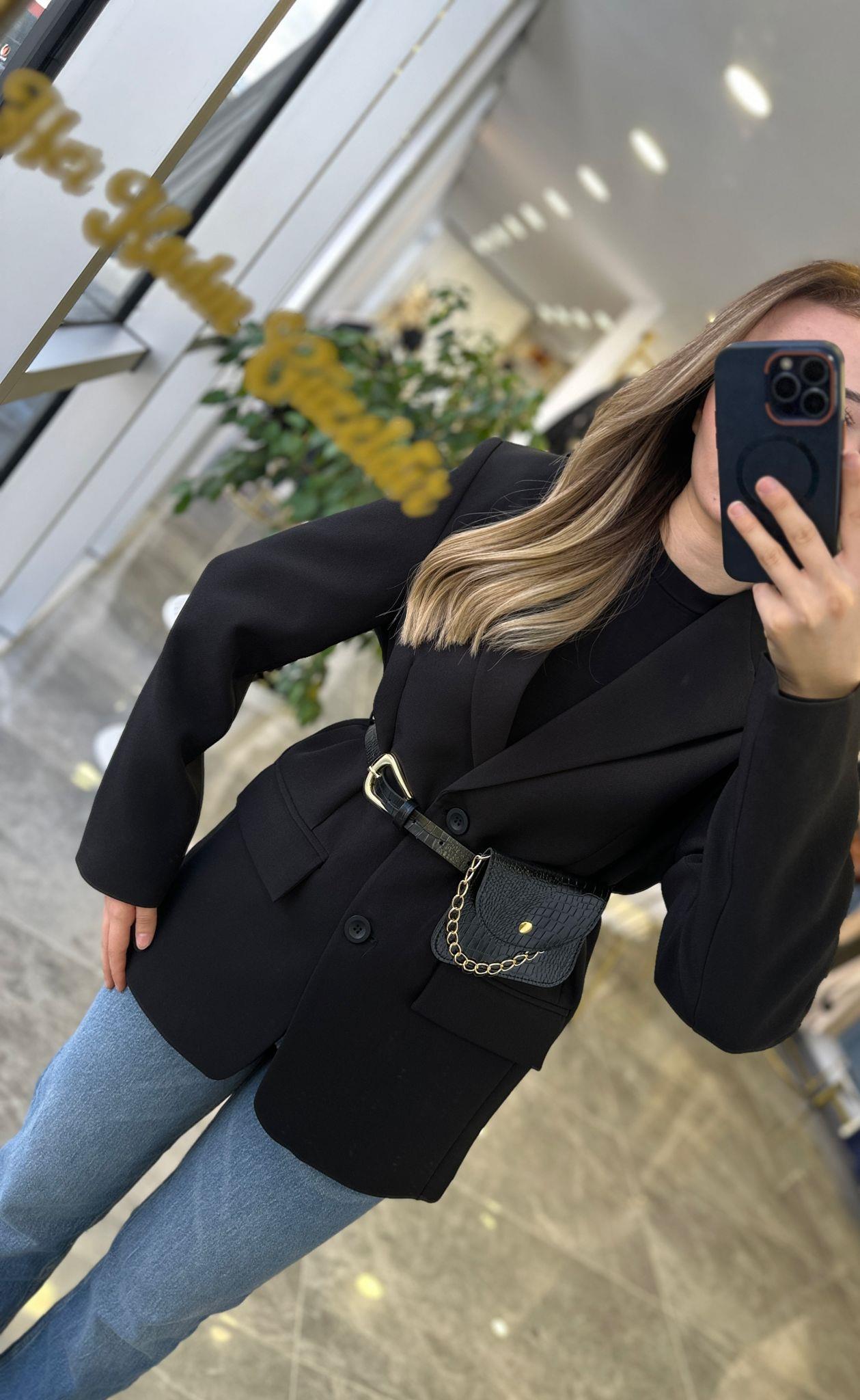 CEKETModa MTKMRCKT700Kemer Detaylı Ceket