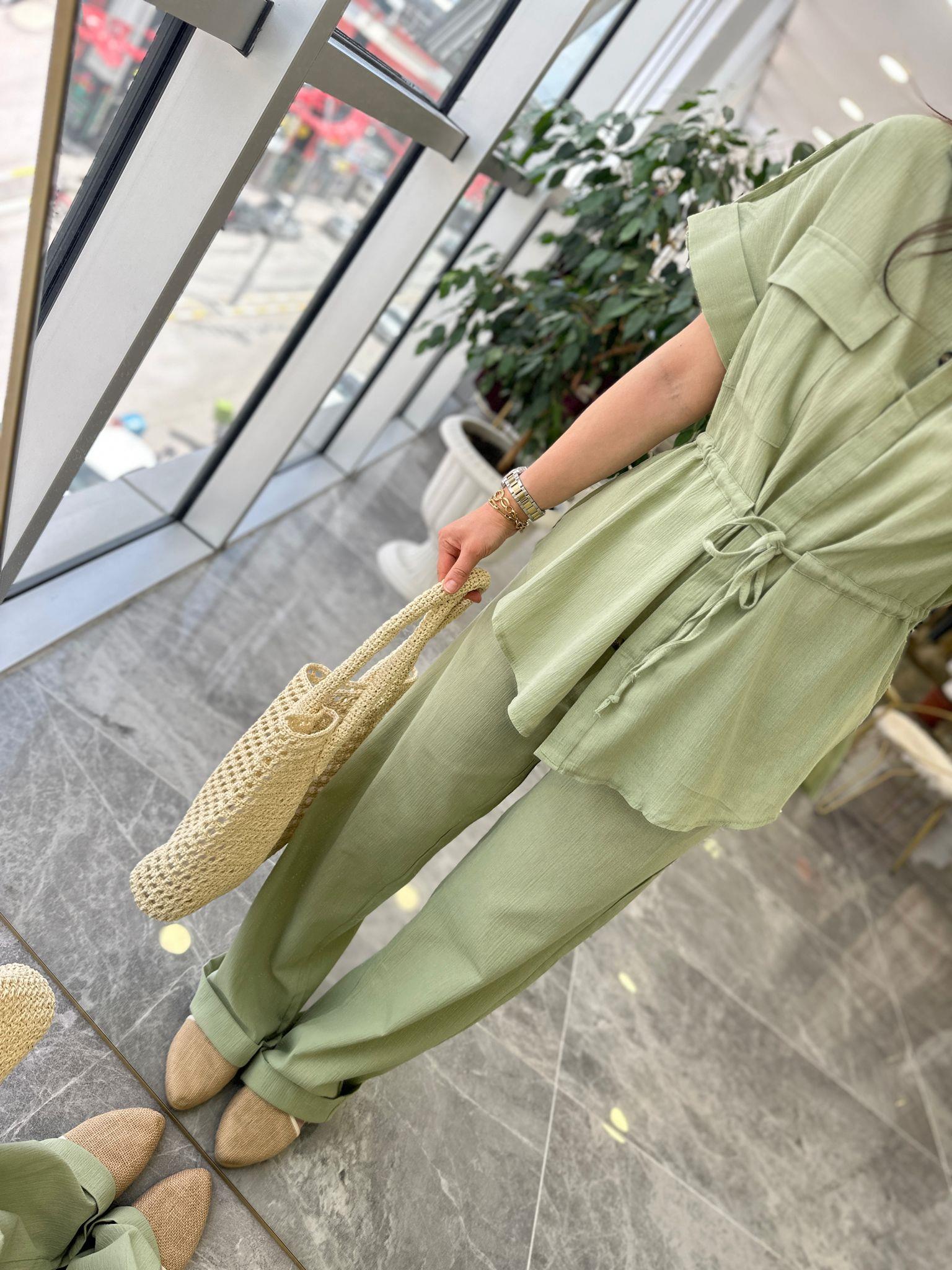 TAKIMModa MTKTNTKM900Keten Pantolon Gömlek Takım