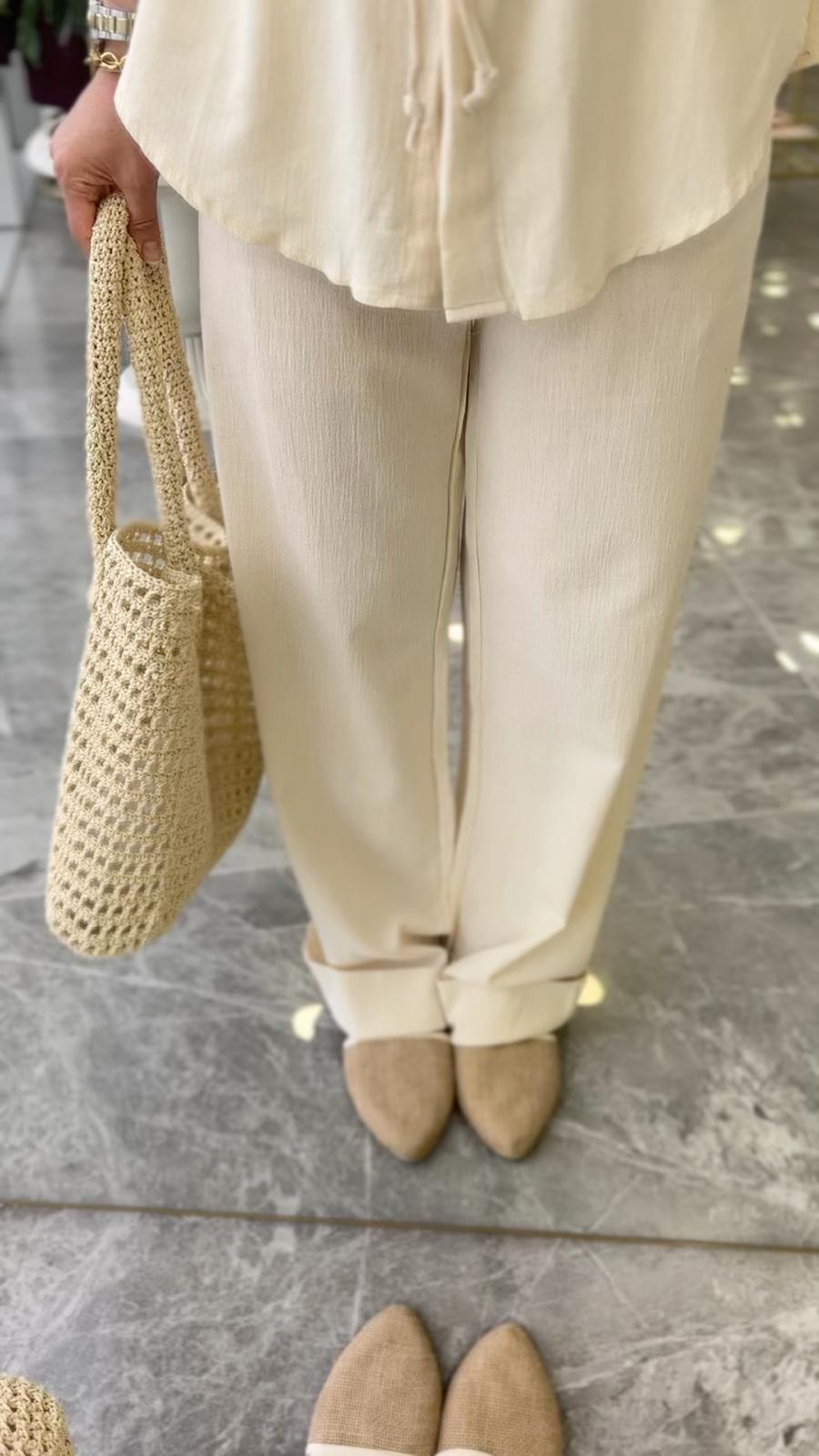 TAKIMModa MTKTNTKM900Keten Pantolon Gömlek Takım