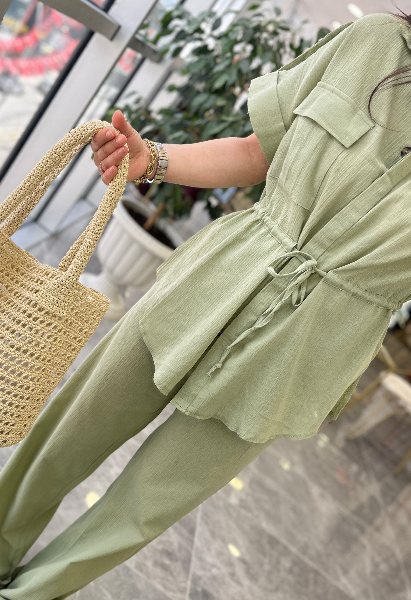 TAKIMModa MTKTNTKM900Keten Pantolon Gömlek Takım